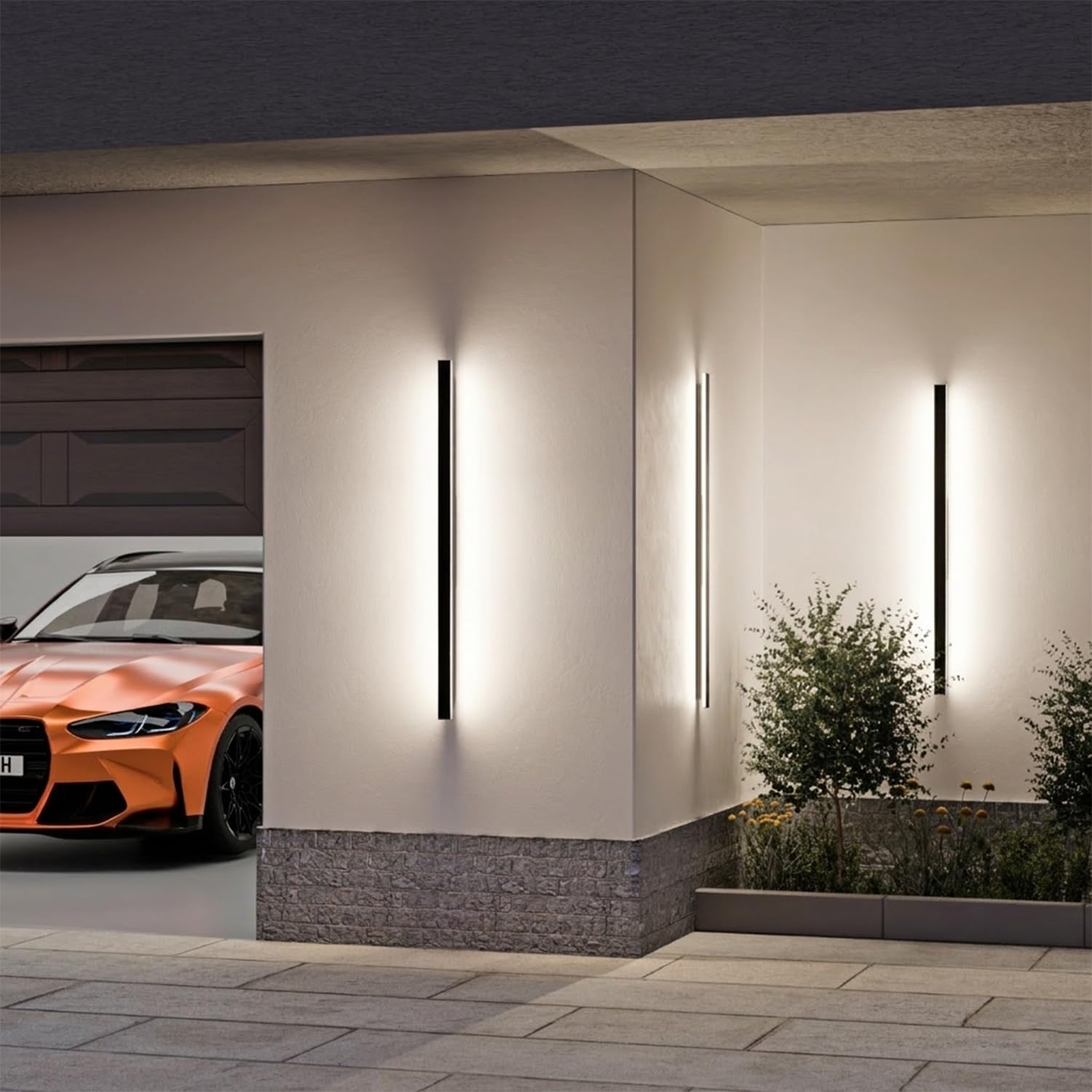 SmartLED Wandleuchte Schwarz Wasserdicht IP65 Metall-Polycarbonat-PC Außen LED für Gärten, Terrassen, Schlafzimmer, Wohnzimmer Innen, 80cm/25w, Neutrales Licht, 1820 LM (Länge 80 cm)