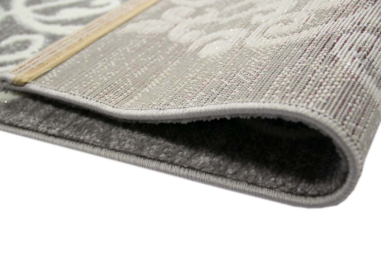 Traum Moderner Teppich Designer Teppich Orientteppich mit Glitzergarn Wohnzimmer Teppich mit Floral Muster Meliert in Grau Creme Größe 120x160 cm