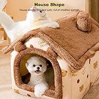 Vista 3 de Cama cueva para gatos, cama lavable para perro, cálido y acogedor iglú de felpa para gatos, casa plegable y cómoda para mascotas, cama para mascotas