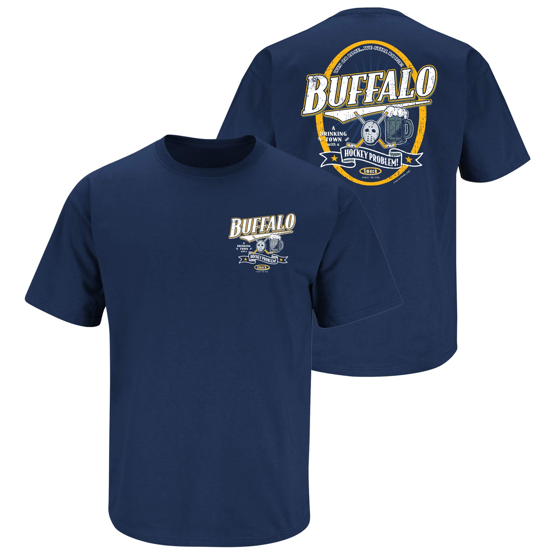 Smack Apparel Buffalo Hockey Fans. A Drinking Town with A Hockey Problem T-Shirt (Sm-5X)