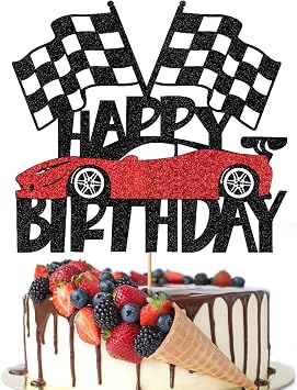 Happy Birthday Cake Topper,Race Car Cake Topper