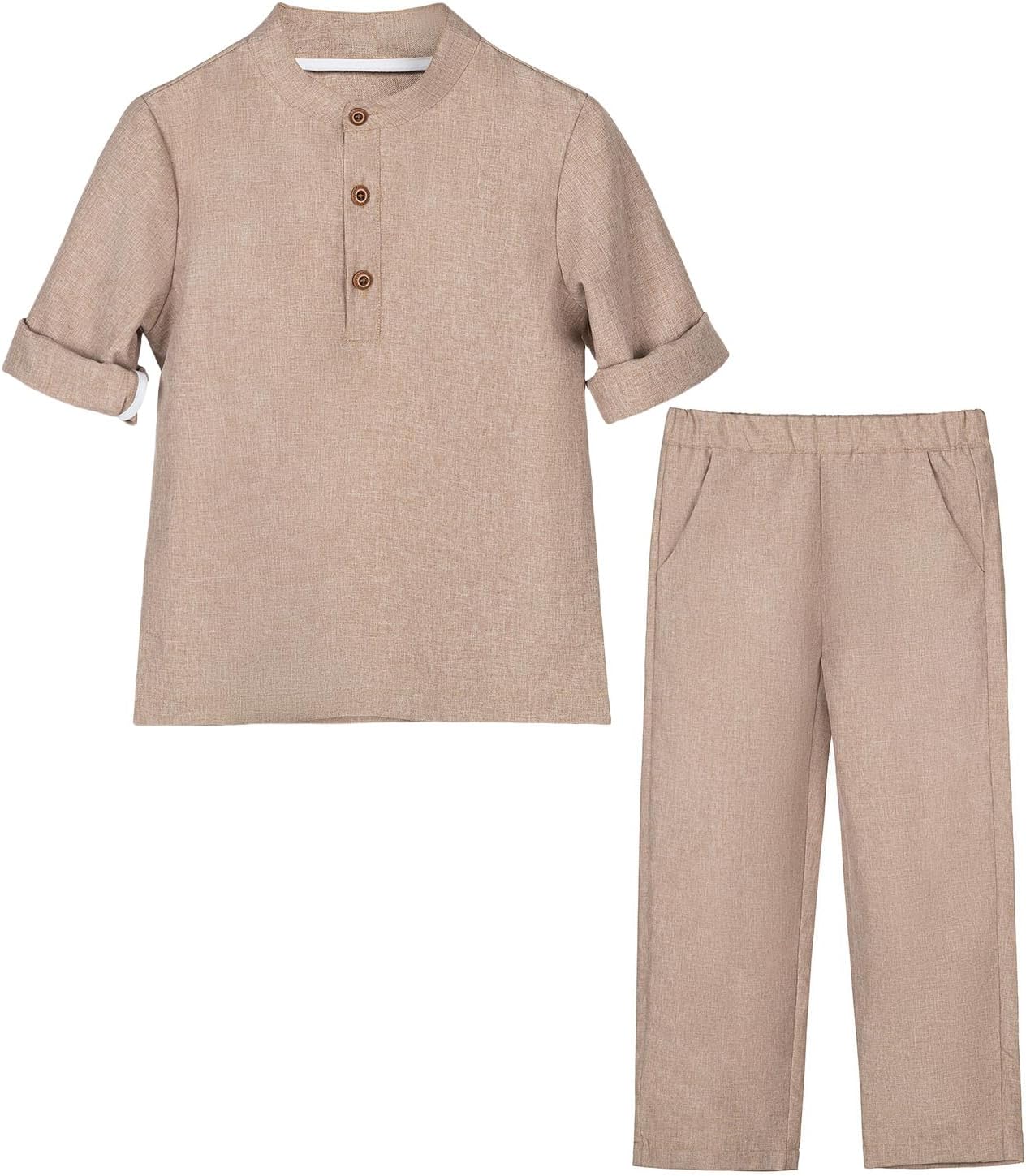Boys 2 Piece Outfit Kids Summer Clothes for Teen Boy Button Down Shirt and Pants Set