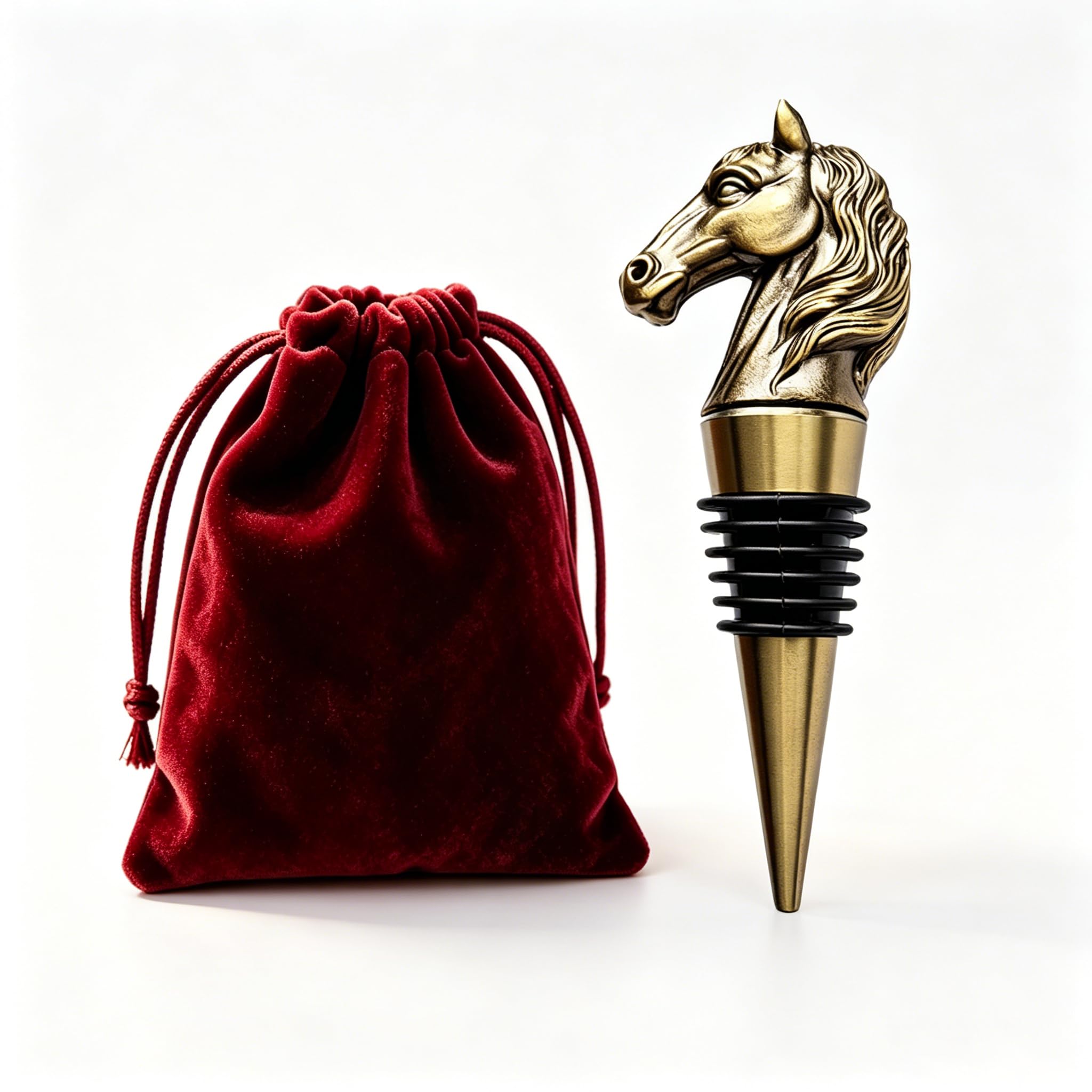 Vinoveltty Horse Head Wine Stopper, Horse Gifts for Men Women, Derby Festival Gifts Fathers Day Christmas Birthday Gift for Horses Lover, Bottle Stoppers for Wine Champagne, Bronze with Gift Bag