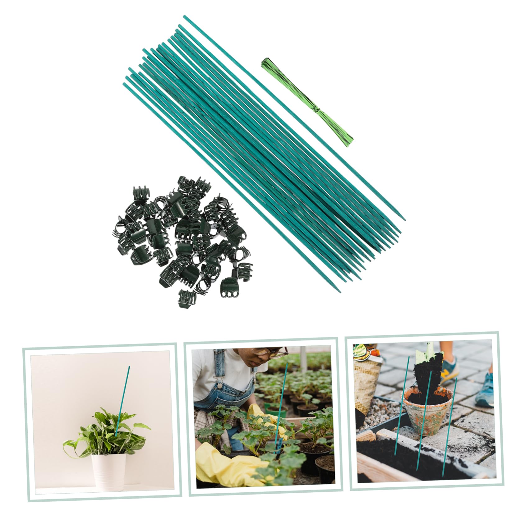 BESPORTBLE 3 Sets Pflanzen Bambusstäbe Arrangierstäbe Gartengeräte Gartengeräte Gartenpflanzen Stützwerkzeuge Stützpfähle Zimmerpflanzen LED Wachstumslicht Netz Gartenbedarf