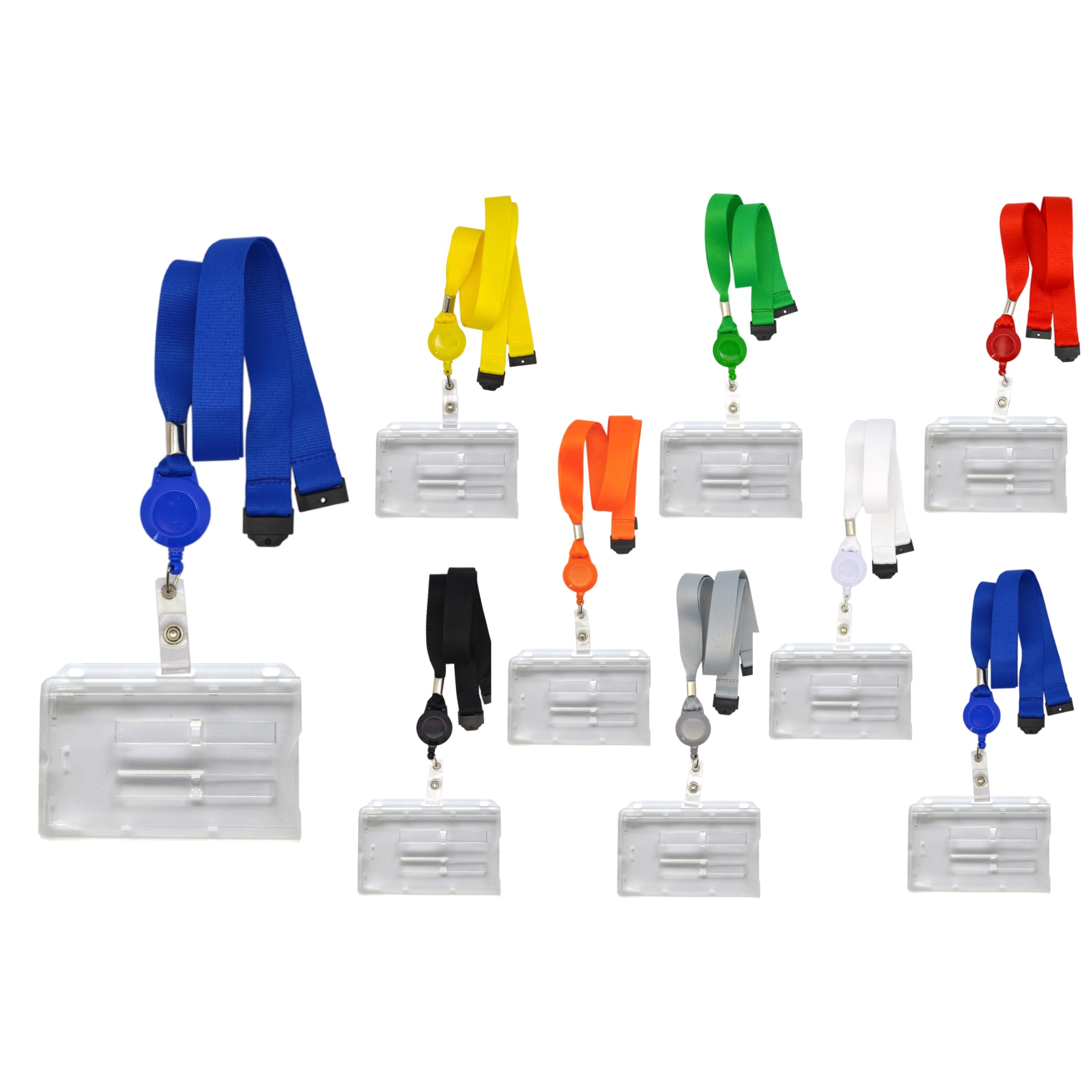 Schmalz 50 Pezzo Cinturino Portachiavi con Porta Cartellino Incl. Portabadge con Diapositiva per 2 Carte Porta-Sci Pass Cordino Portachiavi 20 mm Ampiezza,Nacken-Sicherheitsclip,Chiusura - Arancione