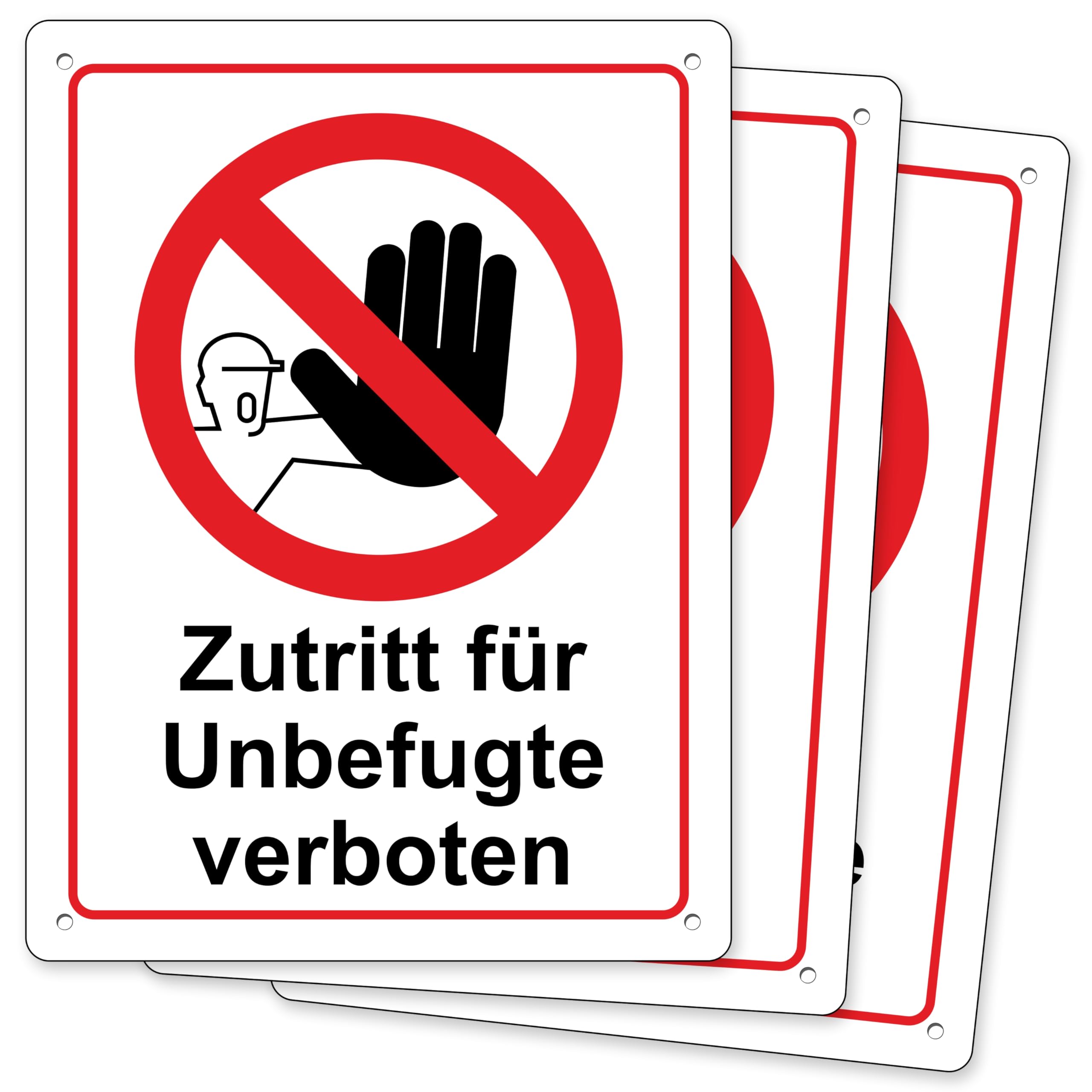 Pubblimania 3 Zutritt für Unbefugte verboten Schild 30x20 cm Aluminiumverbundplatte 3mm stark (3 Zutritt für Unbefugte verboten)