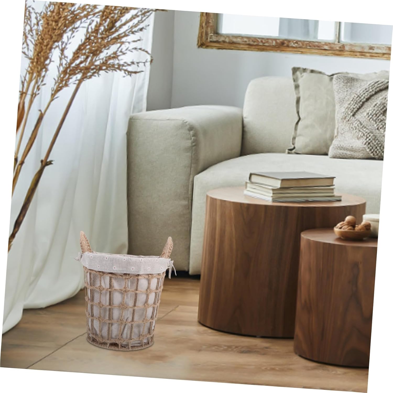 Practical Laundry Storage Basket Small Round Portable Dirty Clothes Hamper Woven Rope Basket for Home Organization Multi-purpose Storage Box with Natural Texture and Sturdy Design