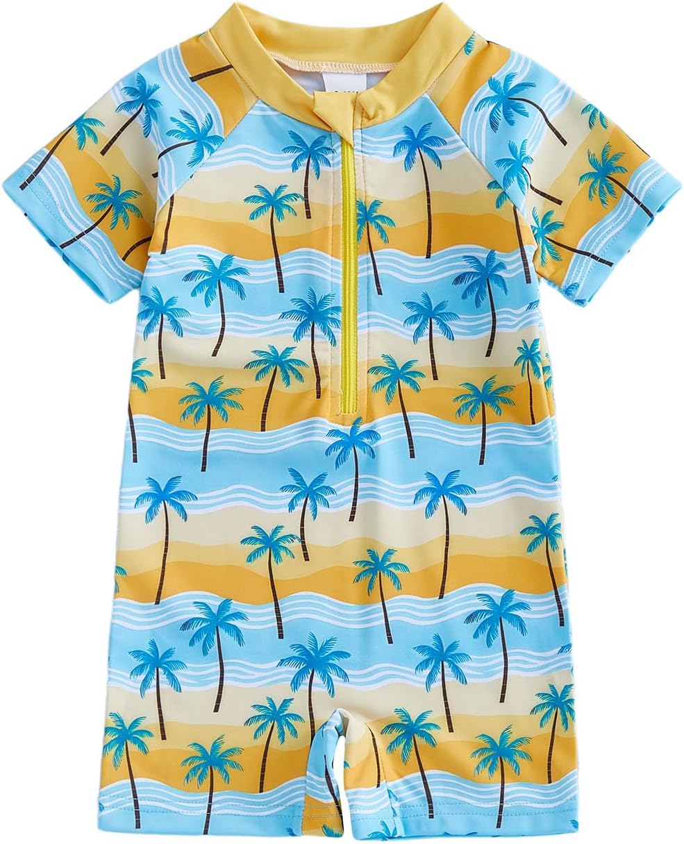 Baby Boy Swimsuit Rash Guard Toddler Zipper Swimwear Beach Sun Protection Infant One Piece Bathing Suit