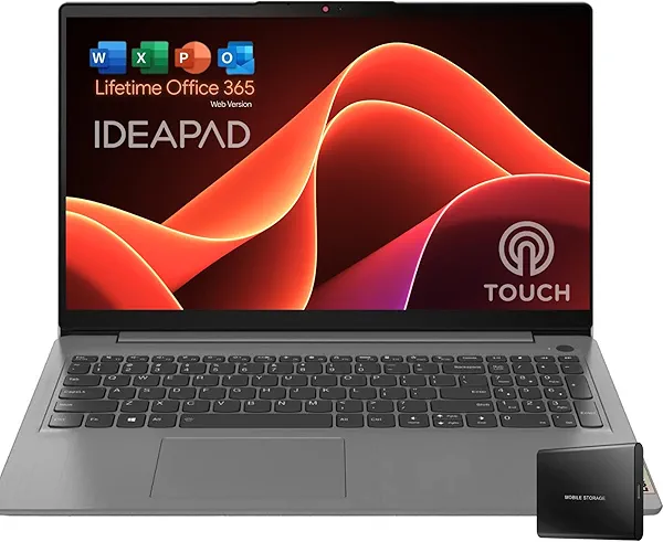 Lenovo 15.6" FHD Touchscreen IdeaPad 3i - Lifetime Office 365 for The Web - Intel Core i3-12GB RAM - 256GB Storage - HDMI - Windows 11 Pro w/o Earbuds