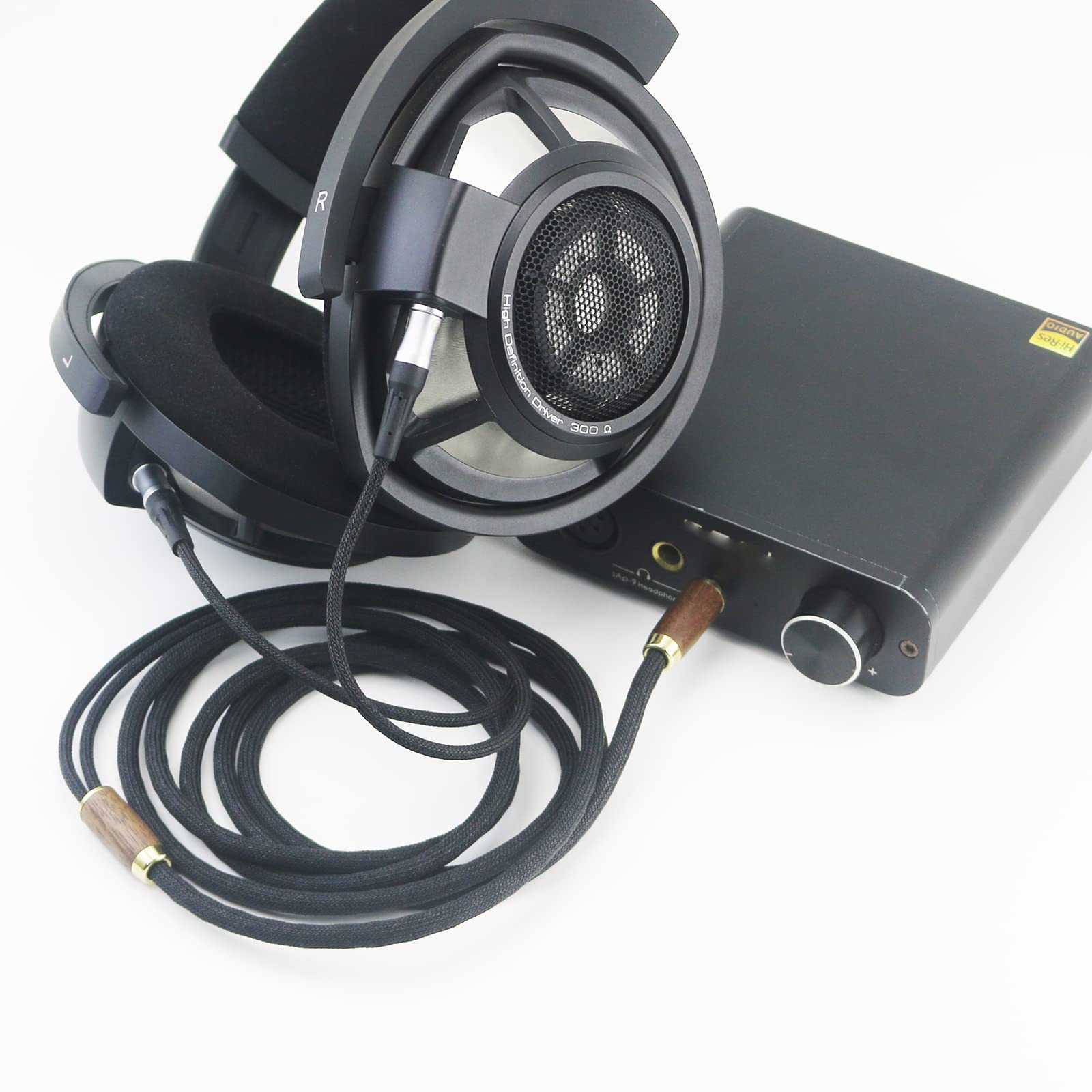ABLET Cavo bilanciato Trrs maschio 6N OCC da 2,5 mm, placcato argento, cavo bilanciato da 2,5 mm, compatibile con cuffie Sennheiser HD800, HD800S, HD820, guscio in legno di noce