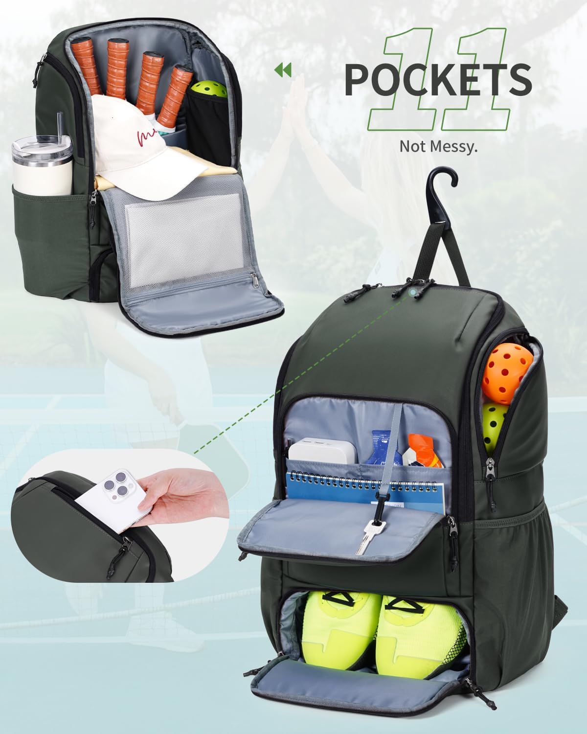 sportsnew Pickleball Bag Large Sports Pickleball Backpack with Shoe Compartment for Men Women, Patent Pending - Image 4