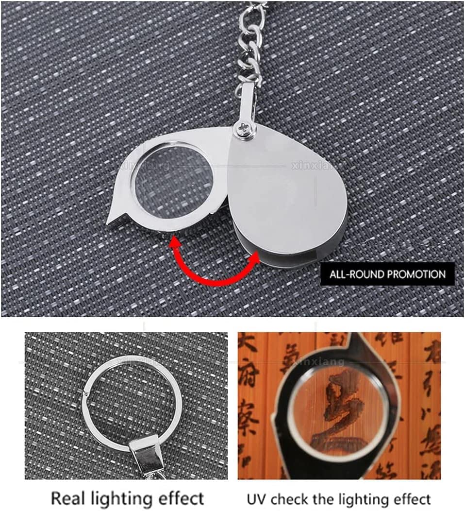 Lupa 2 szt. 15x W całości z metalu Mini lupa Składana kieszonkowa lupa z lupą z metalową obrotową osłoną ochronną do biżuterii, czytania, hobby, nauki, okularów Bo A (kolor: Sil Beauty Comes