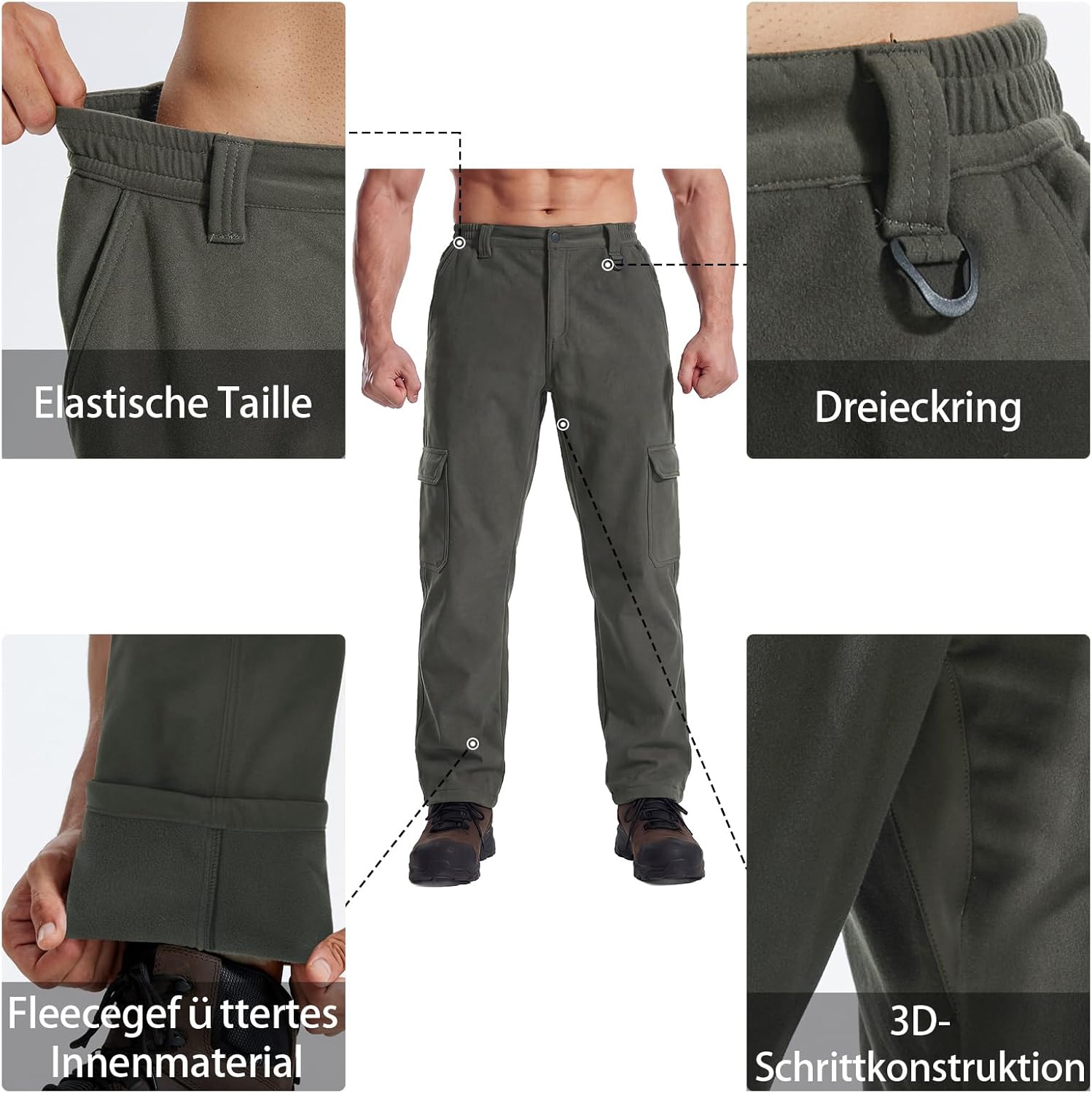 LOOGU Men's Fleece Lined Insulation Camo Hunting Pants Windproof Water-Resistant Softshell Tactical Pants for Men