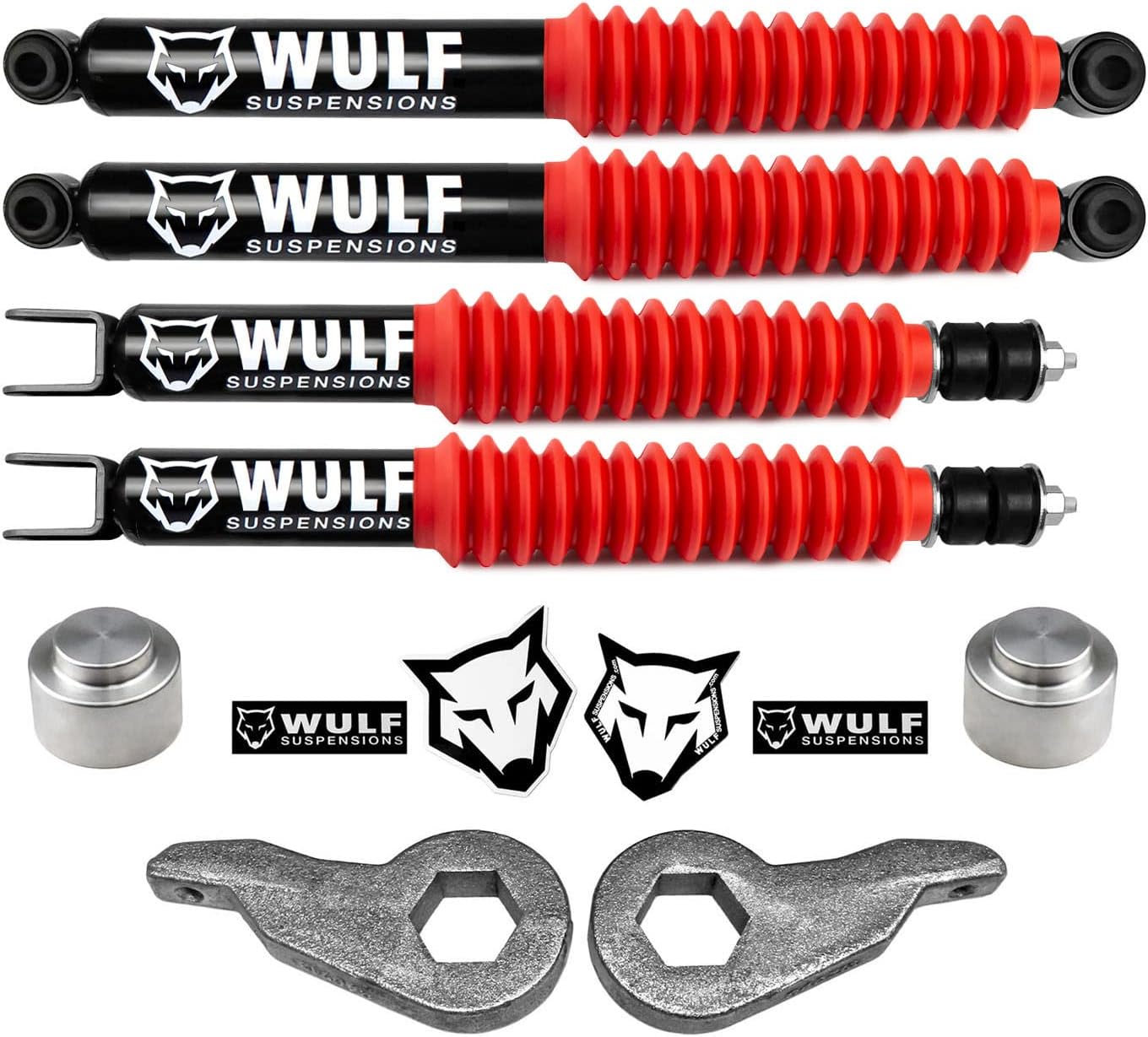 Wulf 1-3" Front 2" Rear Leveling Lift Kit with Extended WULF Shocks compatible with 2000-2006 Chevy GMC Tahoe Yukon 2WD 4X4