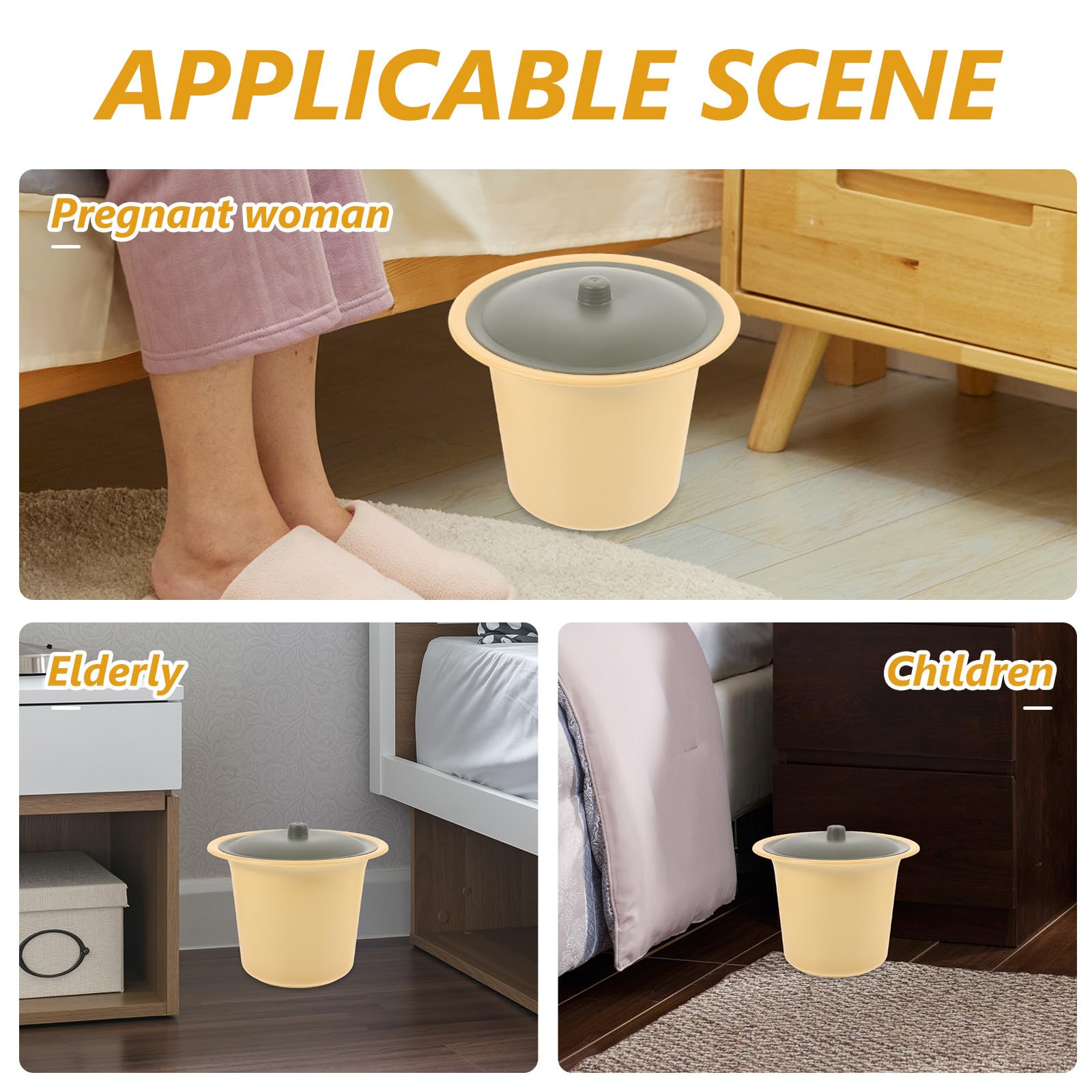 Bandeja portátil de plástico reutilizable con tapa para personas mayores y adultos, solución de orinal de viaje y hogar, diseño cómodo e higiénico para un uso fácil