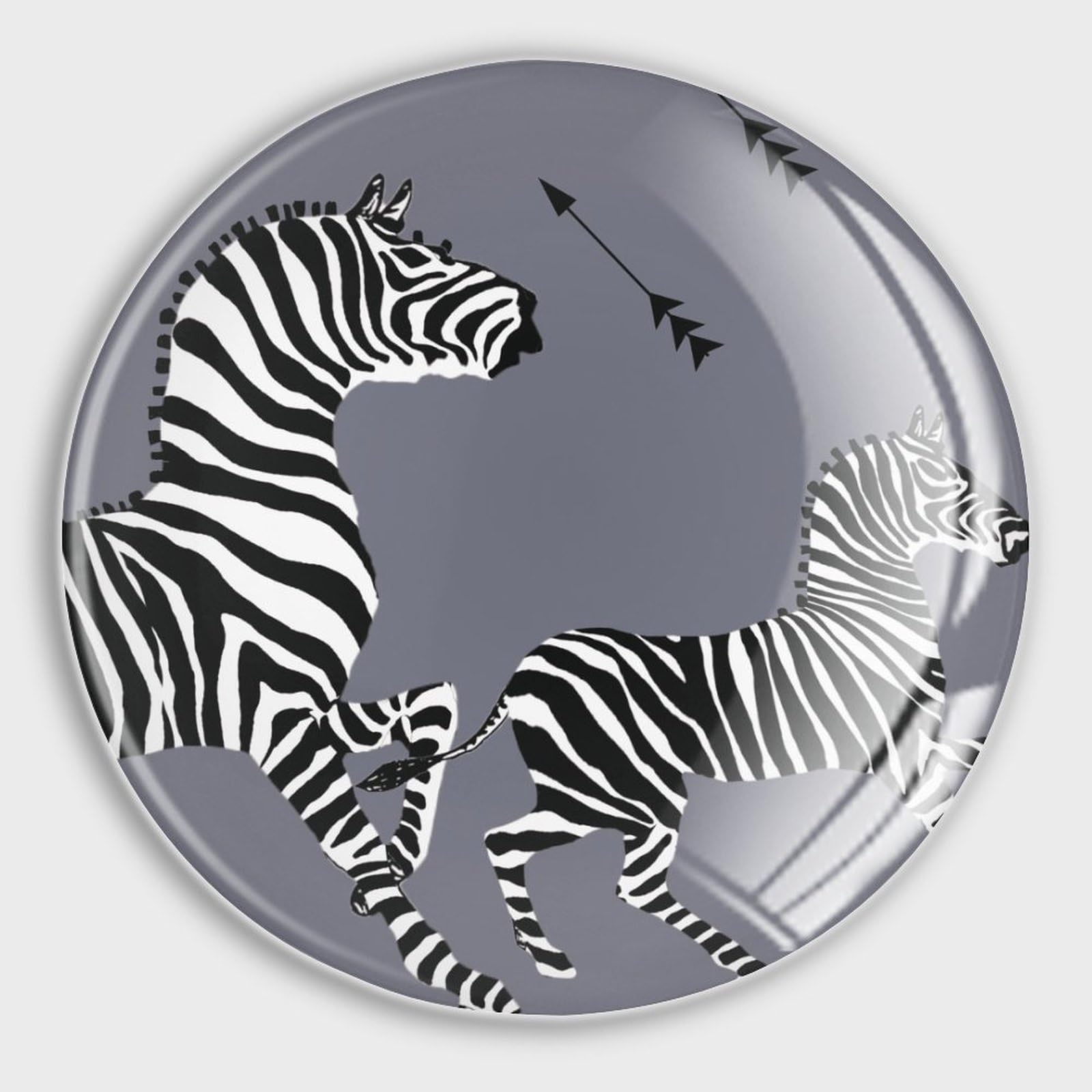 Aimants ronds zèbre gris verre Chinoiserie lot de 4 magnets réfrigérateur