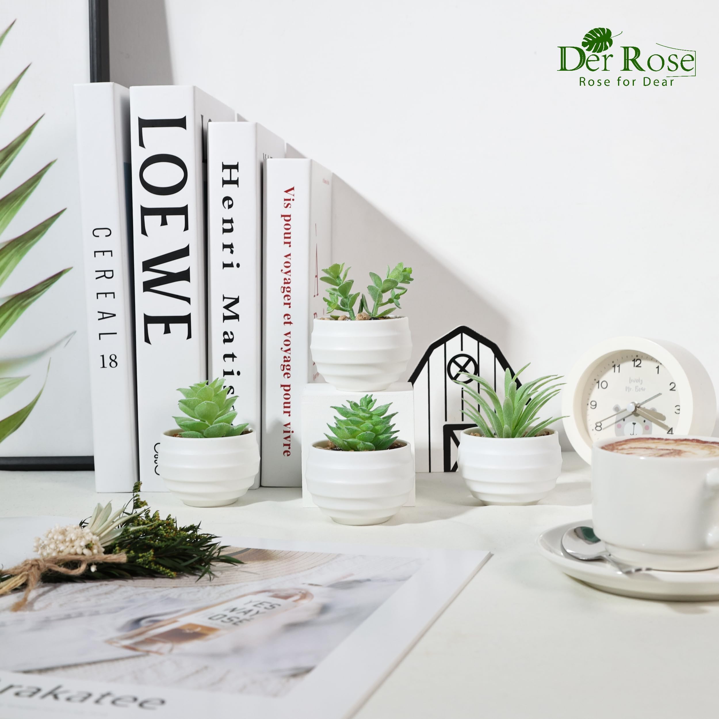 Der Rose 6 Pack Succulents Fake Plants for Bedroom Bathroom Home Decor