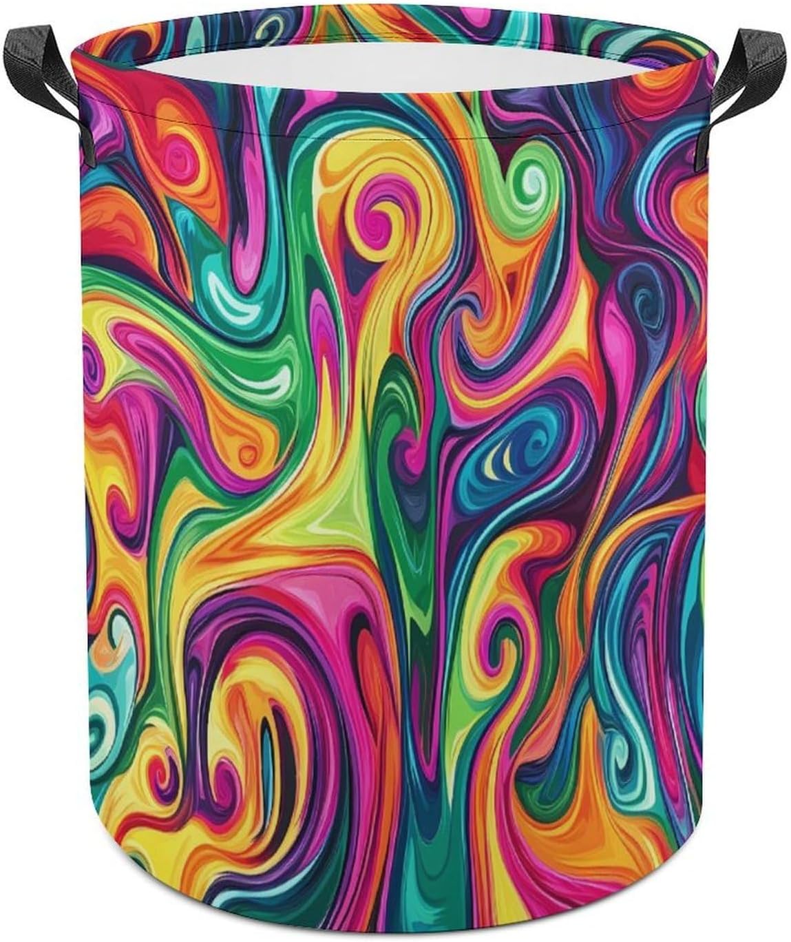 Crazy Psychedelic Colorful Tie-Dye Laundry Hamper Basket for Home Bathroom | clothes storage,handle,large capacity,oxford