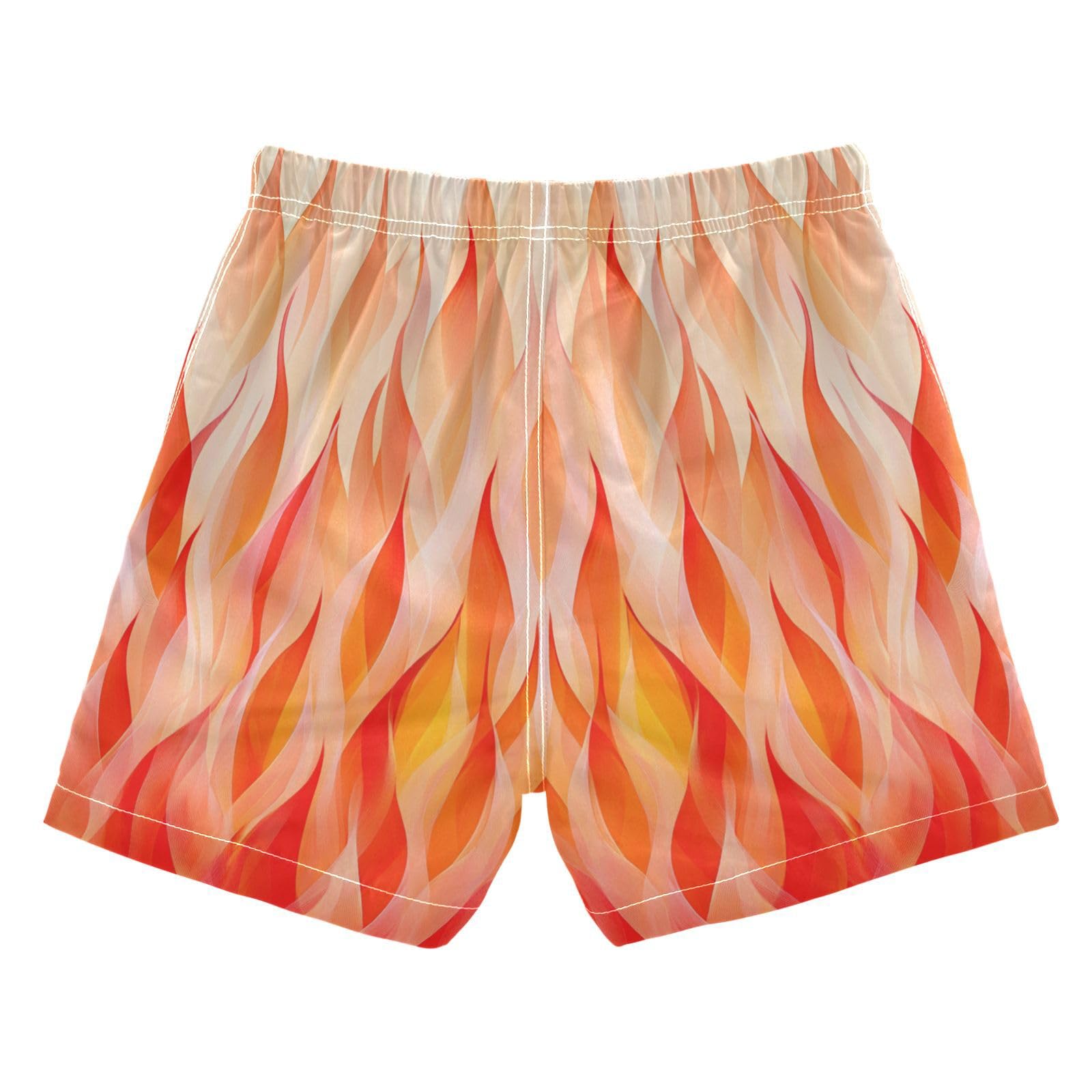 Jucciaco Boys Beach Board Shorts Fire Red Art Ethnic Quick Dry Swim Trunk Swimwear for Kids