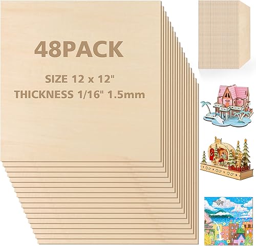 Adrattnay Hojas de tilo de 116 x 12 x 12 pulgadas - Hojas de madera contrachapada de tilo de 116 x 12 pulgadas, 48 piezas de tablero cuadrado de disponible en Yaxa Peru