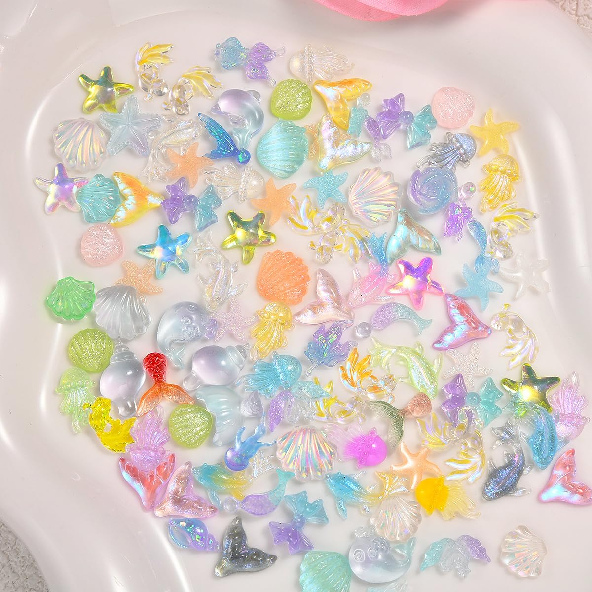 300Pcs Ocean Mini Resin Animals, Sea Figures to Hide, Bulk Tiny Animal Figurines, Mini Fish & Shells for DIY Crafts, Fairy Garden, Dollhouse & Aquarium