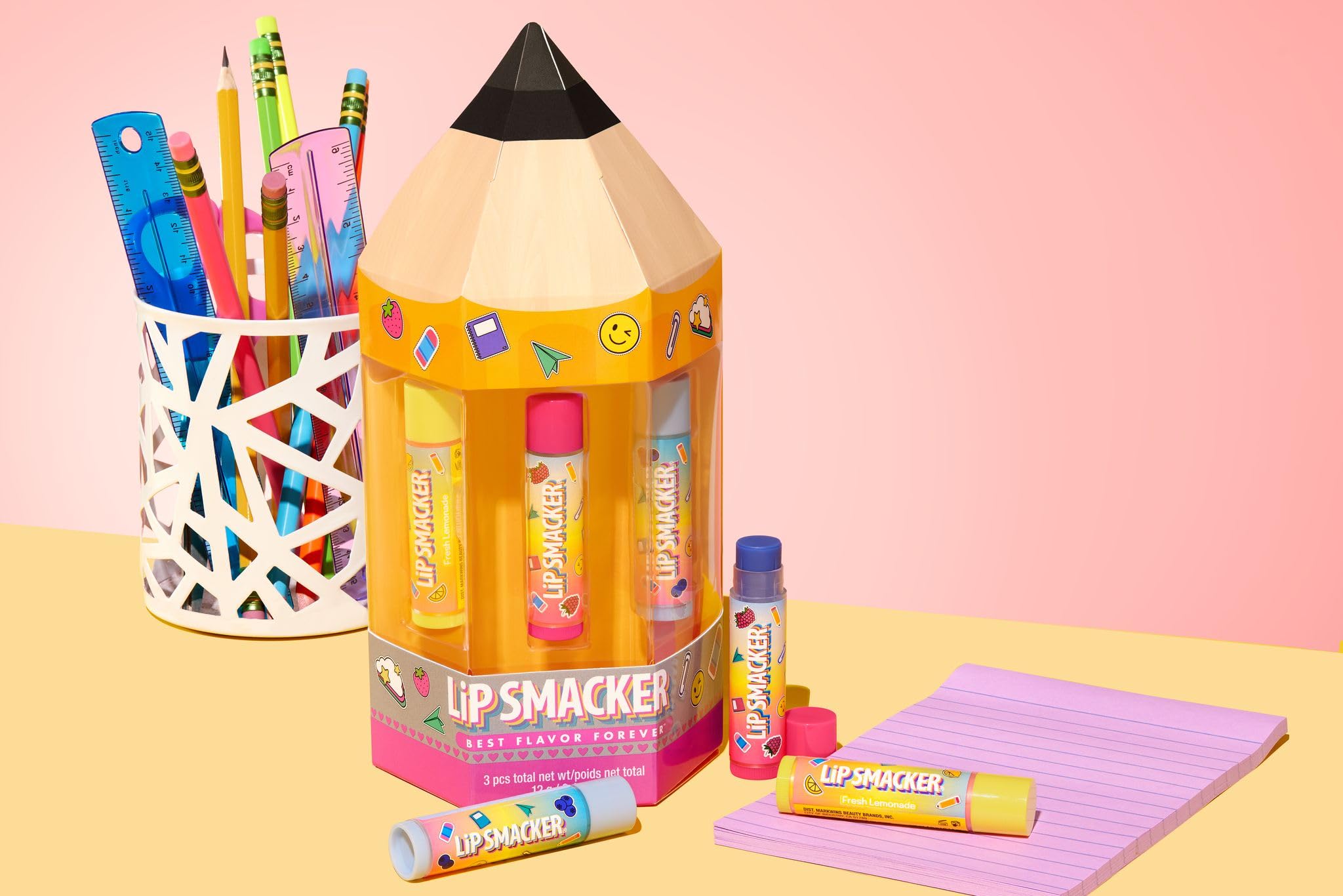 Lip Smacker Back to School Collection Pencil Box Lip Balm Trio, 3-Piece Kids Gift Set in Cute Pencil-Shaped Package - Image 4