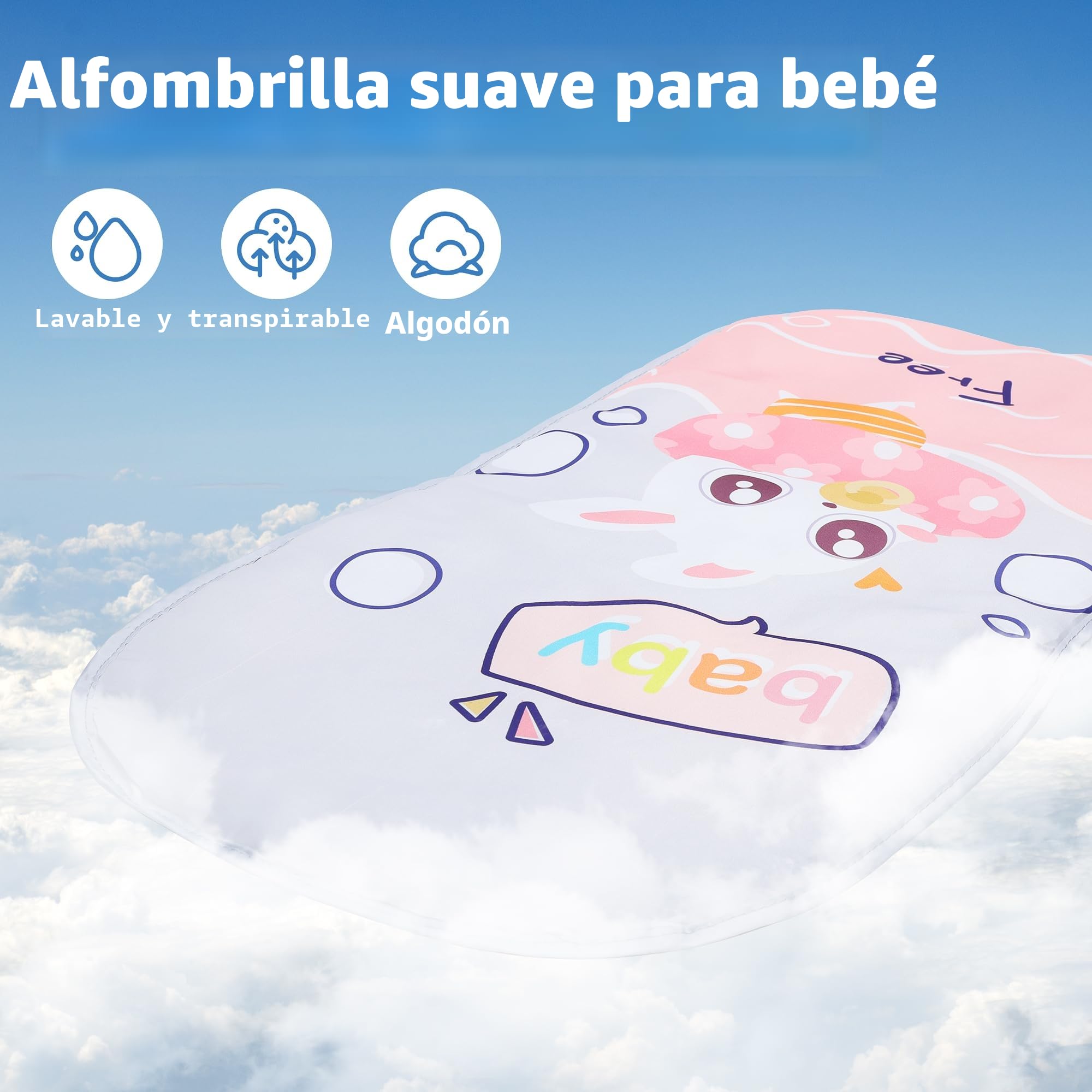 CUTE STONE Gimnasio bebe, alfombra de juegos bebe con piano, tummy time bebe，juguete colgante y juego para poner boca abajo, 5 juguetes sensoriales gimnasio bebe 0-6 mese
