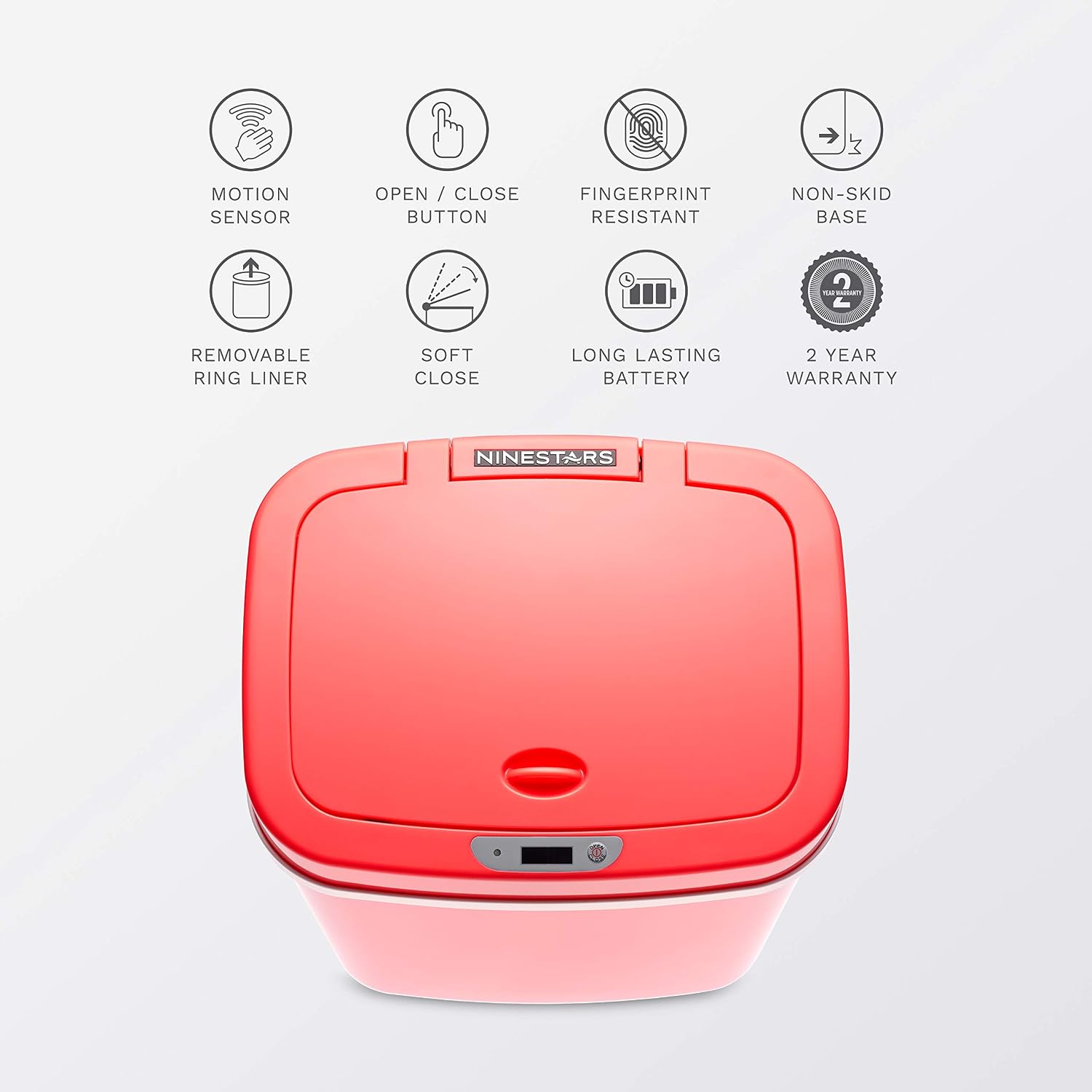Ninestars DZT-12-5RS Bedroom or Bathroom Automatic Touchless Infrared Motion Sensor Trash Can, 3 Gal 12 L, ABS Plastic (Rectangular, Rose) Trashcan