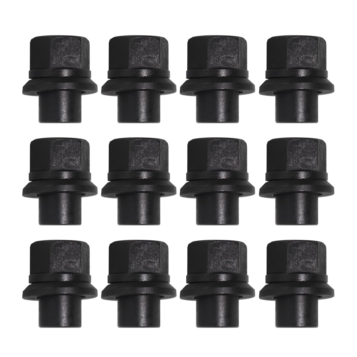 12PCS Two-Piece 19mm Sleeve Flanged Wheel Lug Nuts M22x1.5, Hex 33mm Replacement for Heavy Duty Truck & Semi Truck Steel Dual Wheels, Fits Hub Piloted Seat with 26mm Bolt Hole