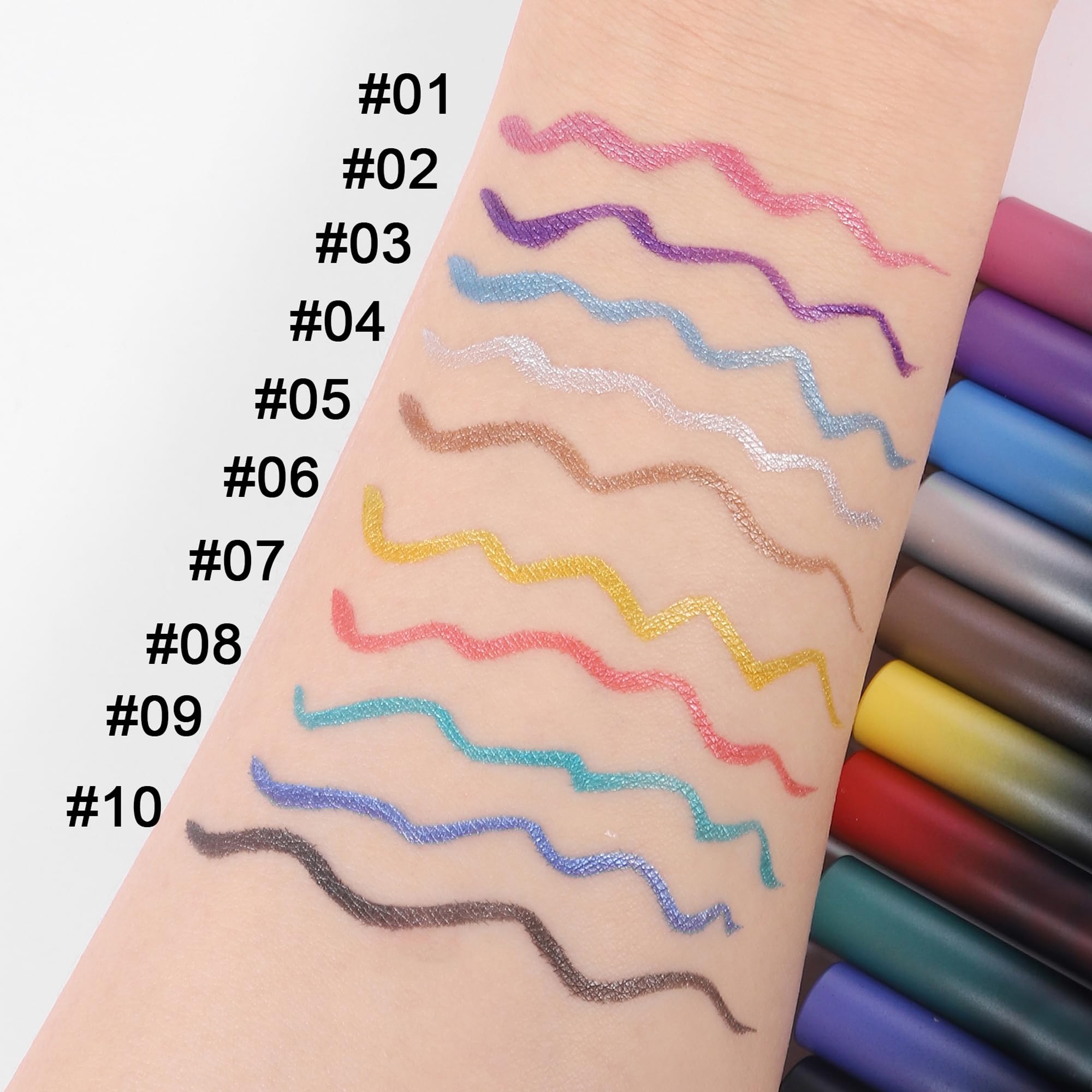 Vawolecy Long-Lasting Waterproof Glitter Eyeliner Pen | Vegan Shimmer Liquid Eyeliner with Metallic Satin Finish | Highly Pigmented, Smudge-Proof Eye Makeup for Day to Night - Image 2
