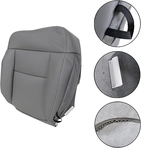 Miniatura 2 de Funda de asiento de repuesto para parte inferior del conductor, piel de microfibra gris, compatible con Ford F150 Lariat 2004 2005 2006 2007 2008