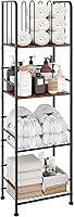 Jautokerdar 4-Tier Free Standing Towel Rack with M-Shaped Dividers - Durable Iron Wood Bath & Pool Towel Holder Organizer