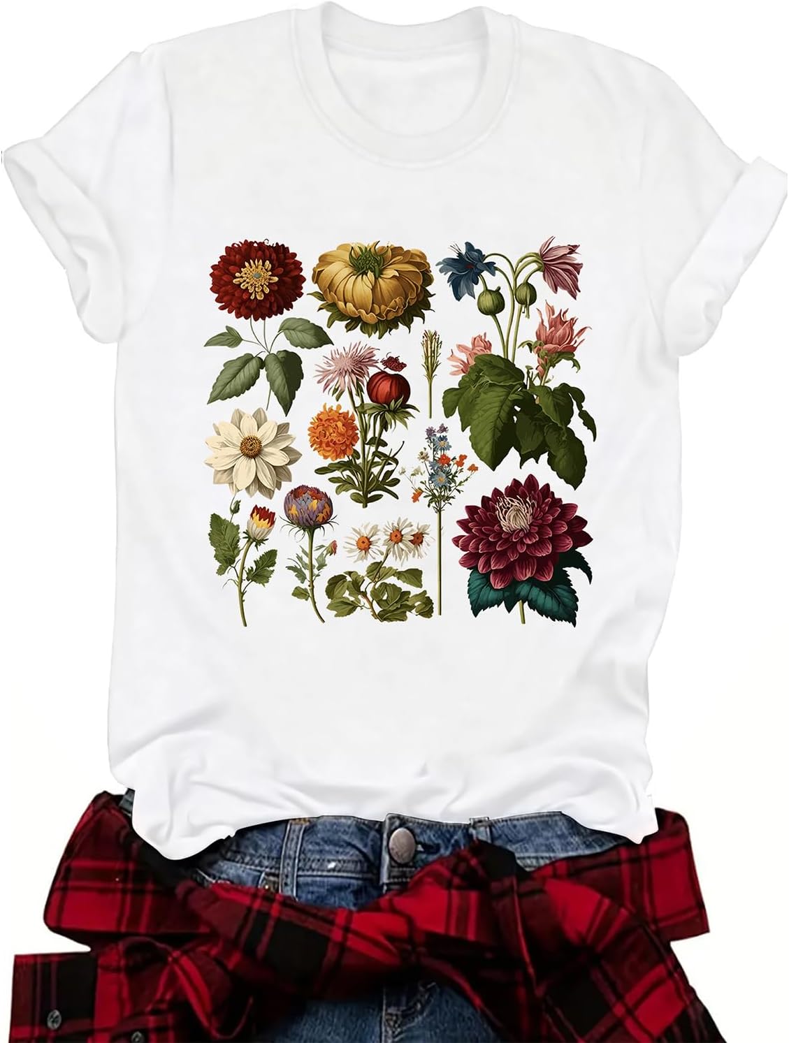 Womens Summer Cute Graphic Short Sleeved Tops Crew Neck Printed Nature Tshirts Tops