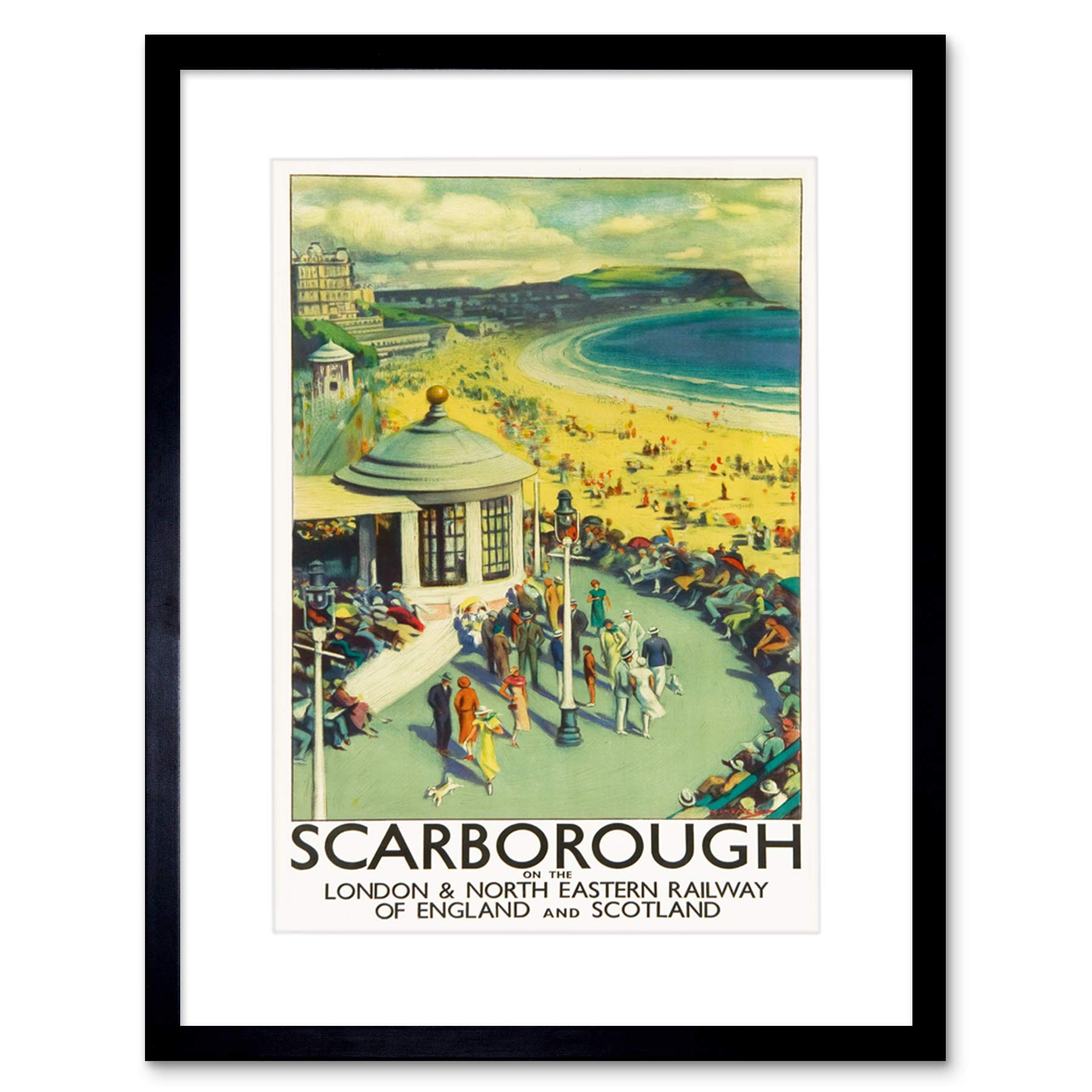 Wee Blue Coo Travel Tourism Scarborough Beach Resort Yorkshire UK Framed Wall Art Print