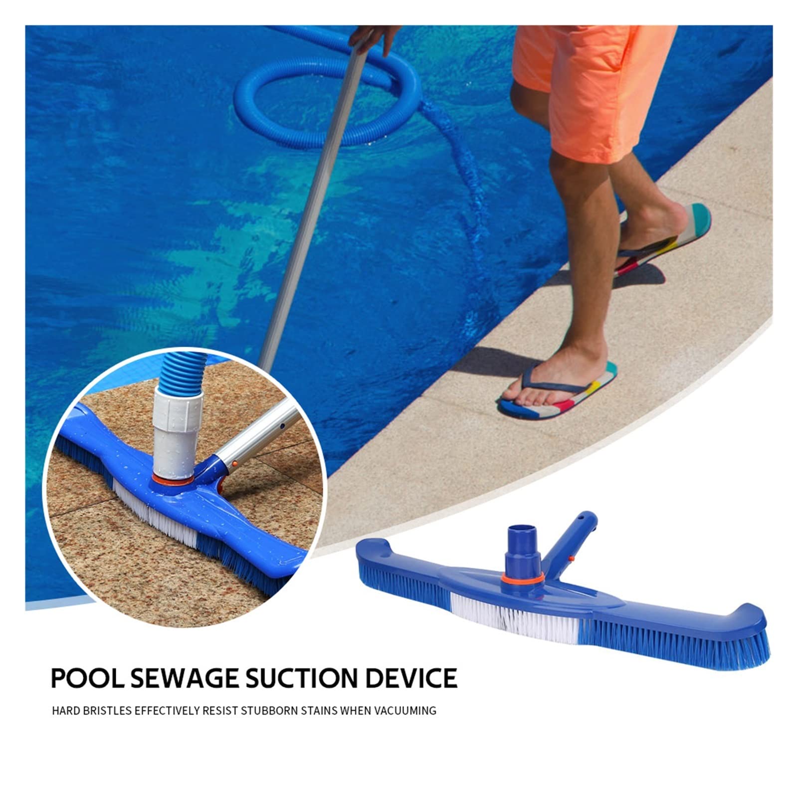 Głowica ssąca Pływanie Szczotki basenowe Miotła podłogowa Środek czyszczący SPA Wall Pływanie Przenośne elementy zewnętrzne(20inch bule 2pcs)