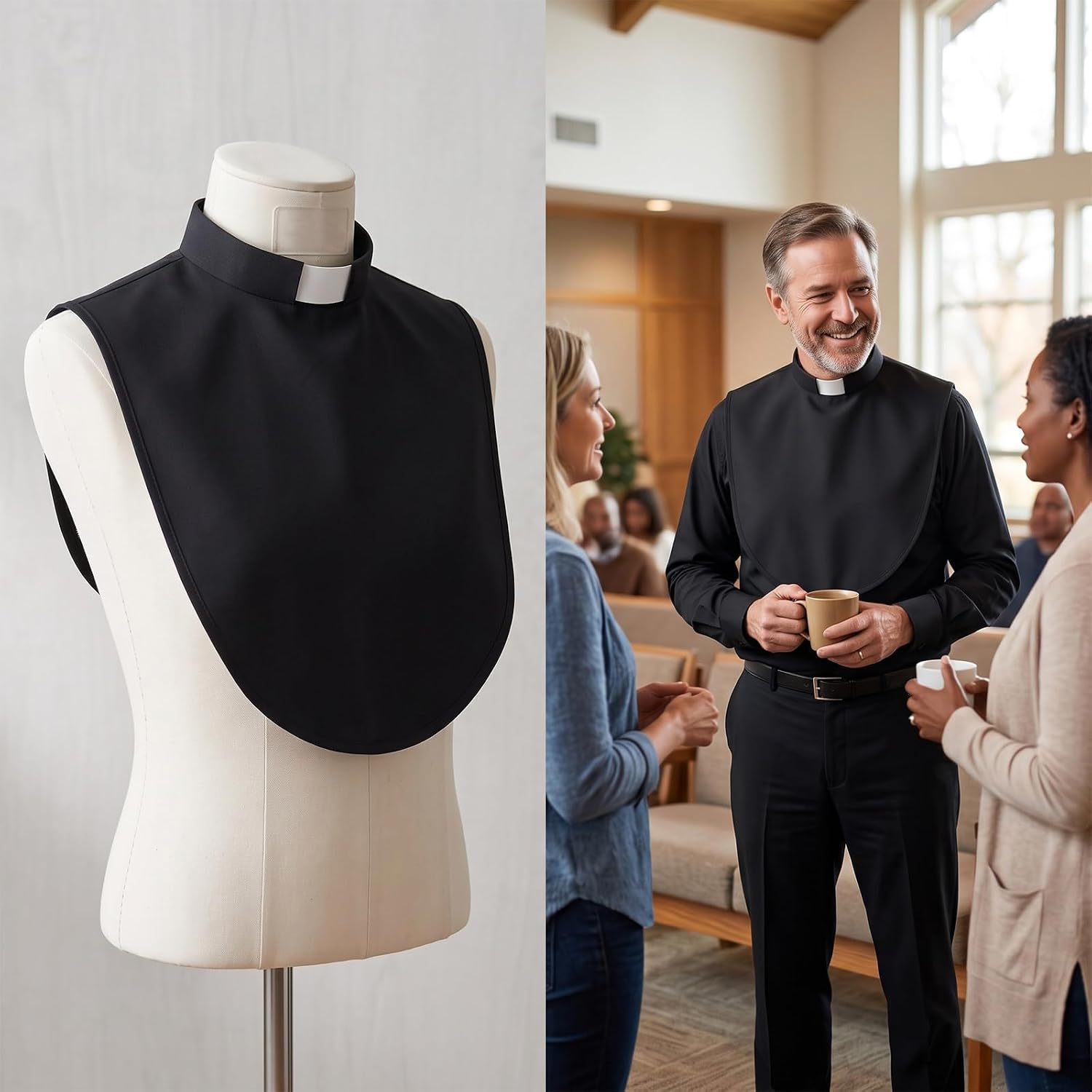 3pcs Clergy Collar Unisex Costume Clerical Bib Collar