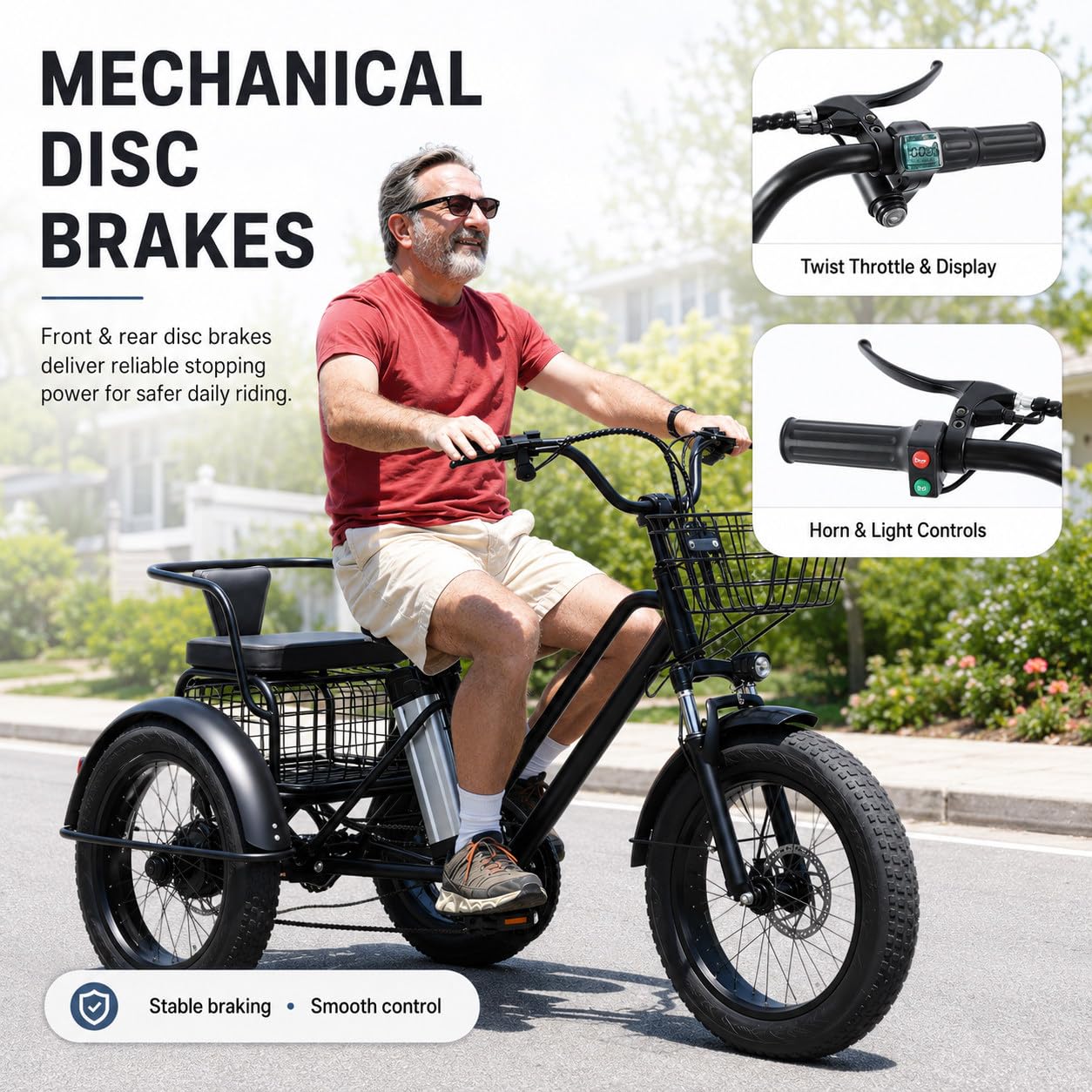 Tricycle électrique pour Adultes - Charge 200Kg