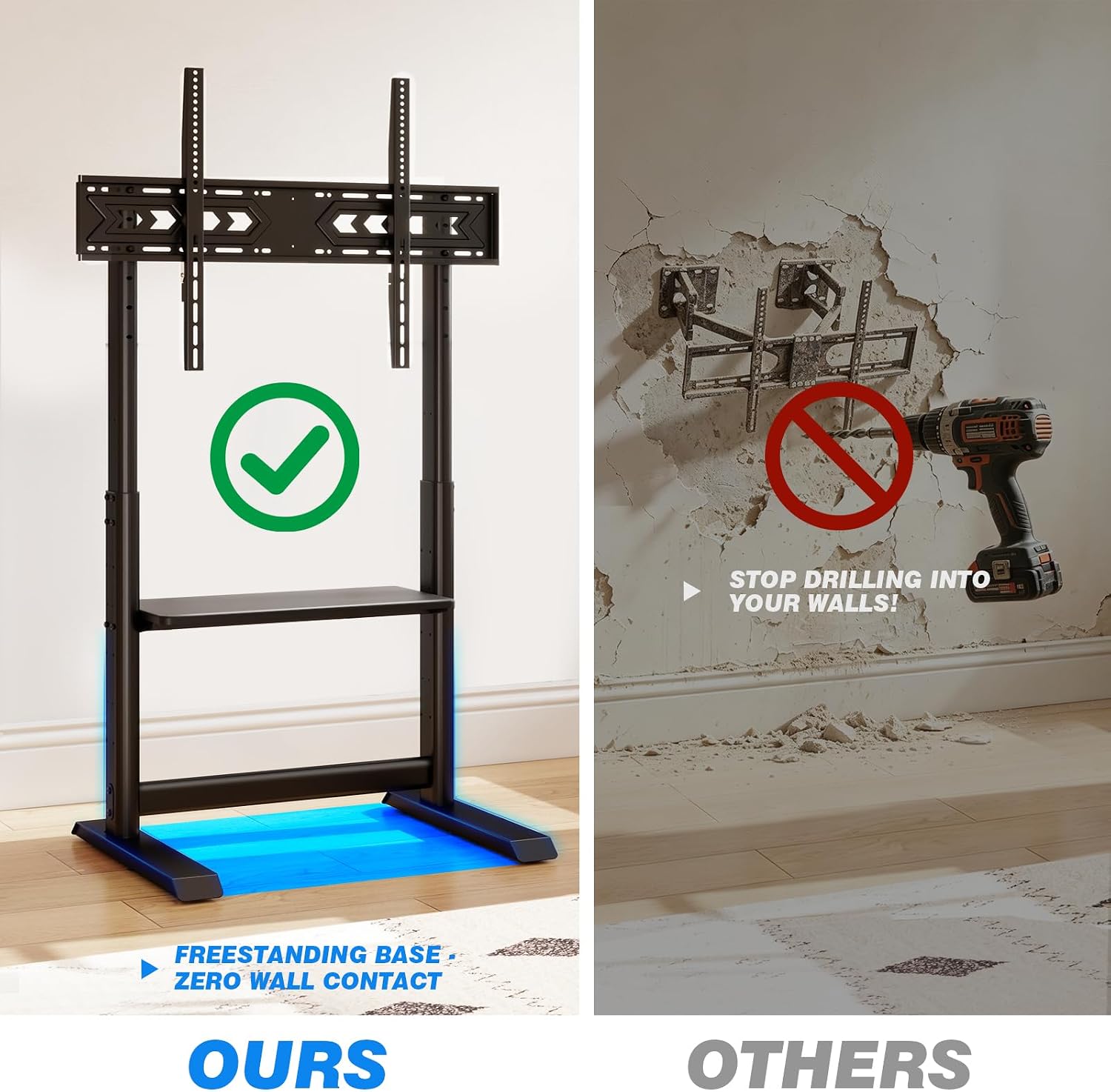 5Rcom Heavy-Duty Rolling TV Stand for 55-100" TVs, 200 LBS