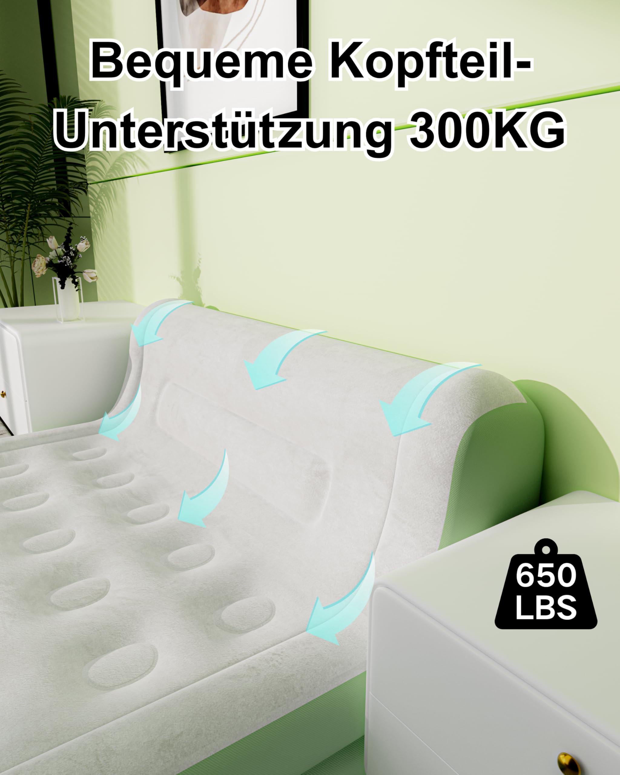 Matelas Gonflable Avec Pompe Rechargeable HikerSKY - 220x154x45 Cm Avec Dossier, Vert