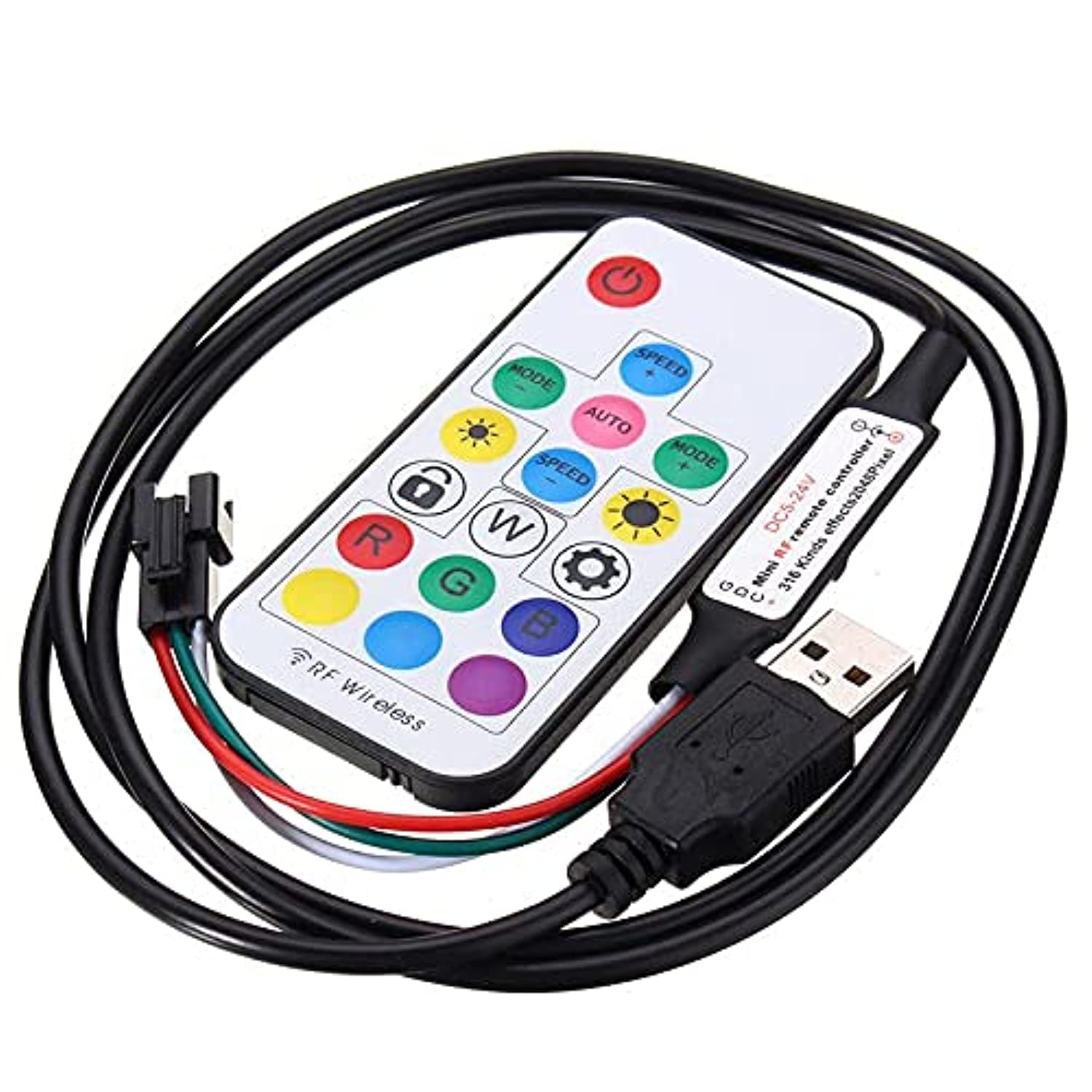 WS2812B WS2811 Addressable LED Controller USB Powered Wireless RF Remote Dream Color Controller for WS2812B WS2811 SK6812 Digital Programmable LED Strip Pixel Light