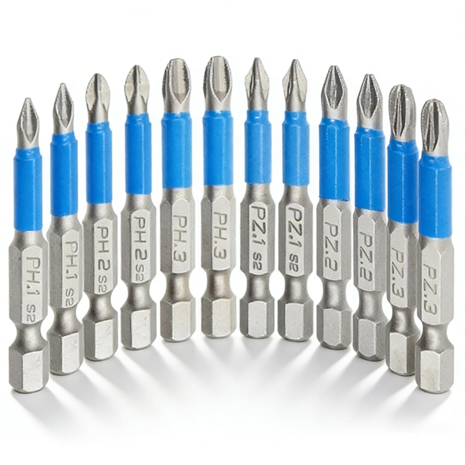 Candeon 12Pcs Magnetic Screwdriver Bits, 50Mm Impact Screwdriver Driver Bits Magnetic Impact Driver Bits Phillips Magnetic Drill Bits Set For Impact Driver Electric Screwdrivers, Ph1 Ph2 Ph3 Pz1 Pz2 Pz3