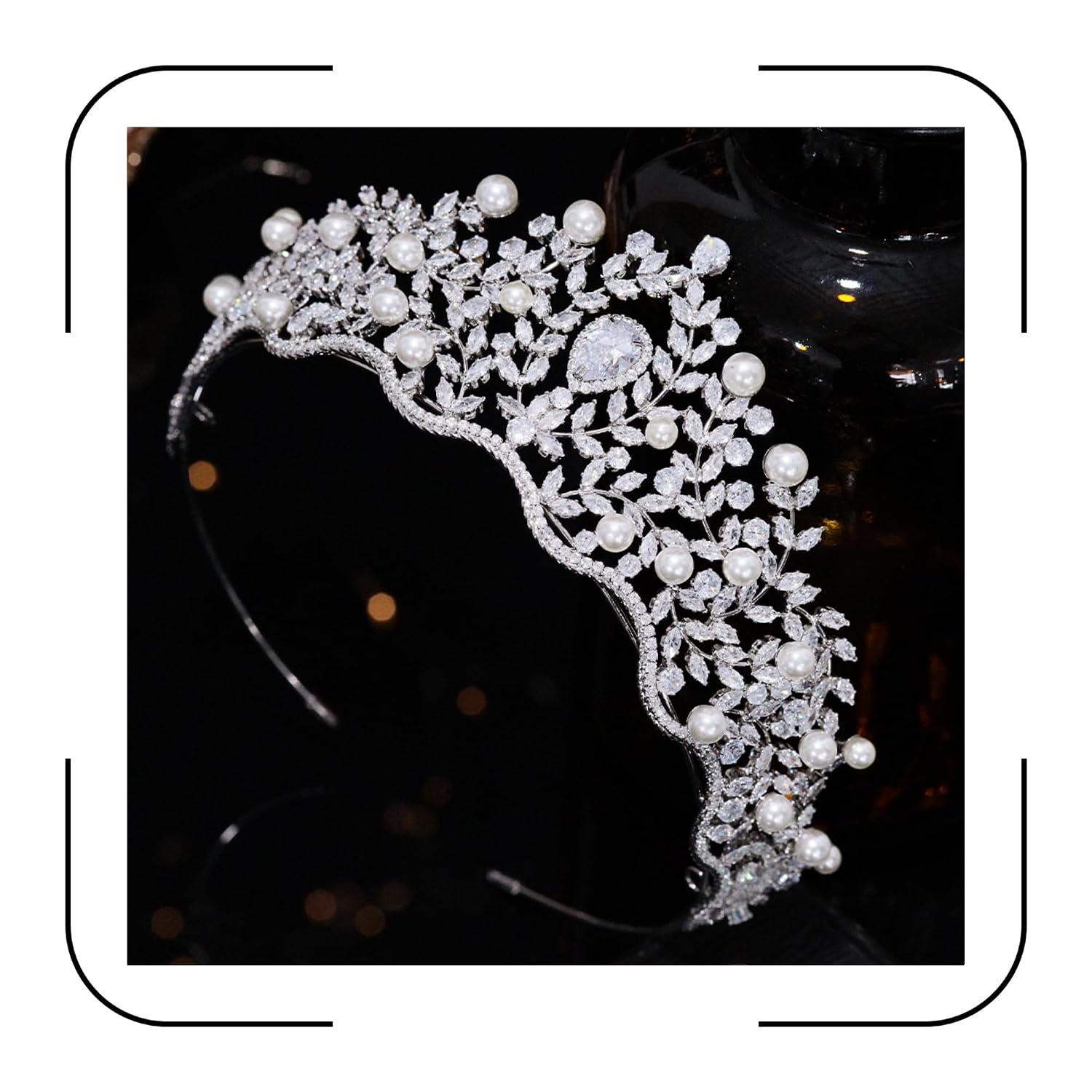 Cubic Zirconia Pearls Bridal Crowns for Wedding CZ Prom Party Tiaras Bridesmaid Headwear Princess Headpiece