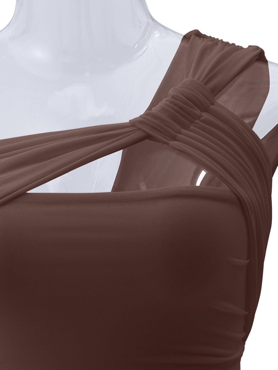 REORIA Womens Sexy One Shoulder Asymmetrical Leopard Print Mesh Ruched Backless Going Out Bodysuits Tops - Image 6