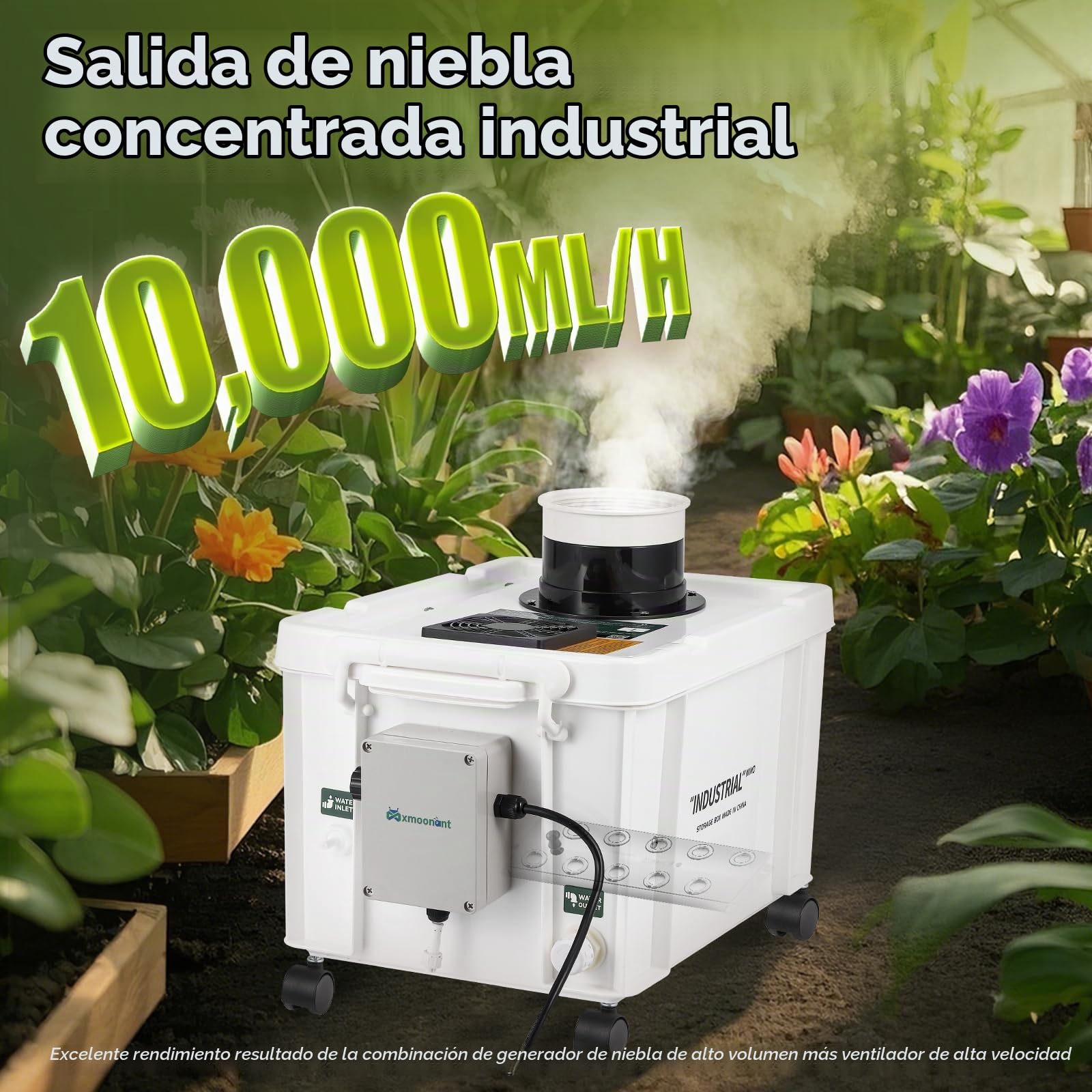 Mxmoonant Nebulizador ultrasónico 10L/H, DIY industrial, volumen ajustable | alimentación automática, interruptor humedad para cultivo de setas y talleres