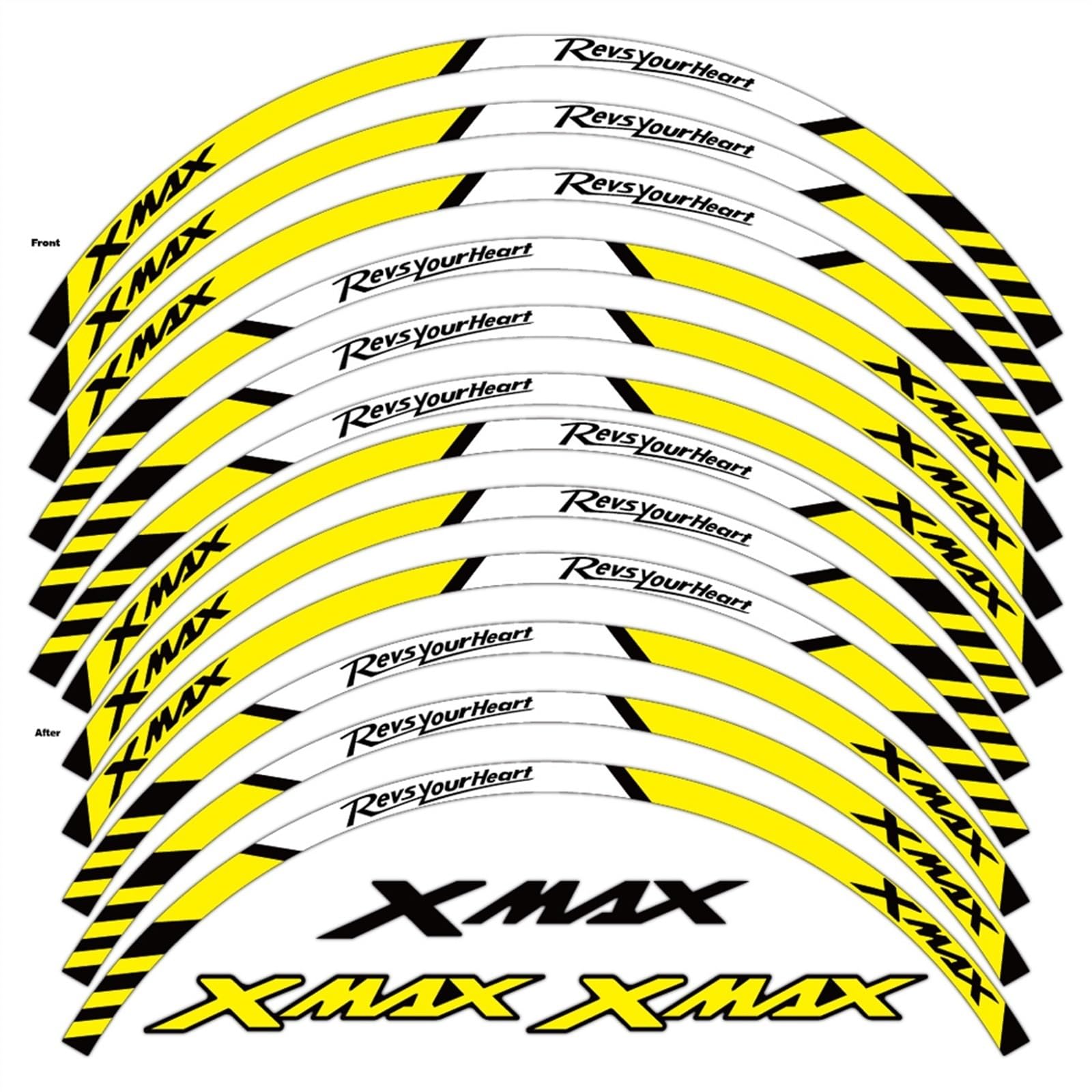 for Yamaha Xmax 150 250 300 Motorcycle Wheel Sticker Scooter Reflective Rim Decal Accessori Strip Tape(Color4)