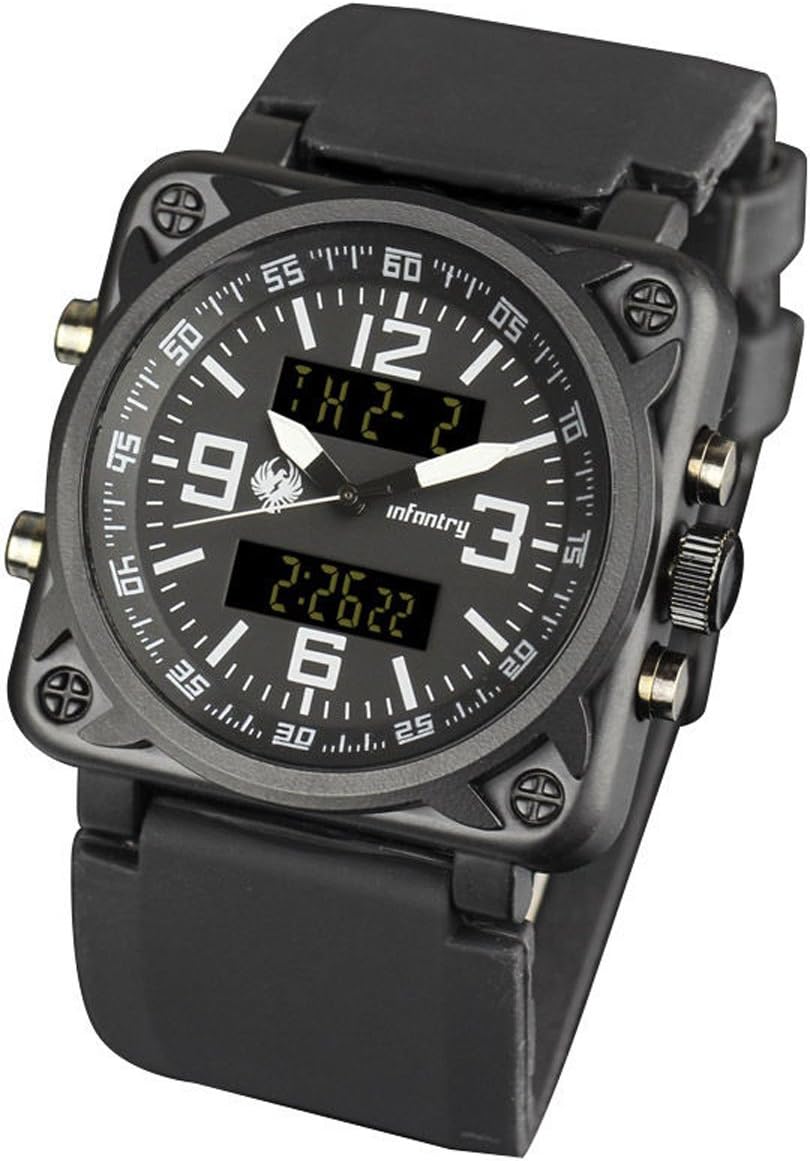 Mens Sport Wrist Watch LCD Chronograph Military Style Watches Water Resistant Analog&Digital Rubber