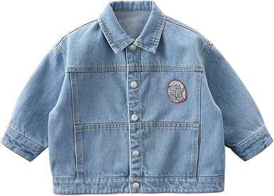 Amazon.com: Chaqueta de mezclilla para niños pequeños con botón de oso de  dibujos animados para primavera y otoño : Ropa, Zapatos y Joyería