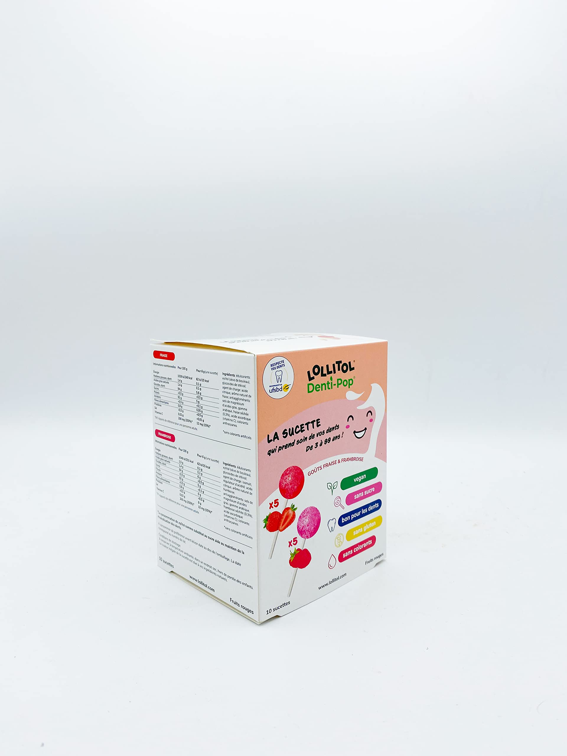 Sucettes Sans Sucre - Lollitol - Box Fruits Rouges, Saveur Fraise & Framboise - La Confiserie qui Allie Gourmandise et Bien-Être - Bonbons Sans Sucre, Vegan et sans Aspartame - Pack de 10