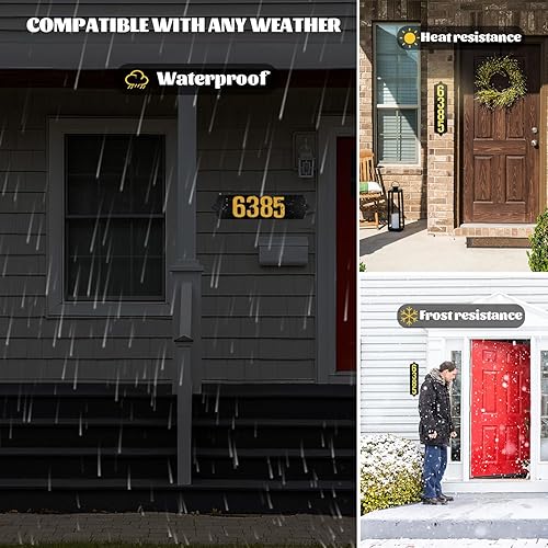 Vista 168 de Placa de dirección de metal personalizada, letreros de números para placa de pared de casa, letrero de dirección de nombre de calle, números de casa