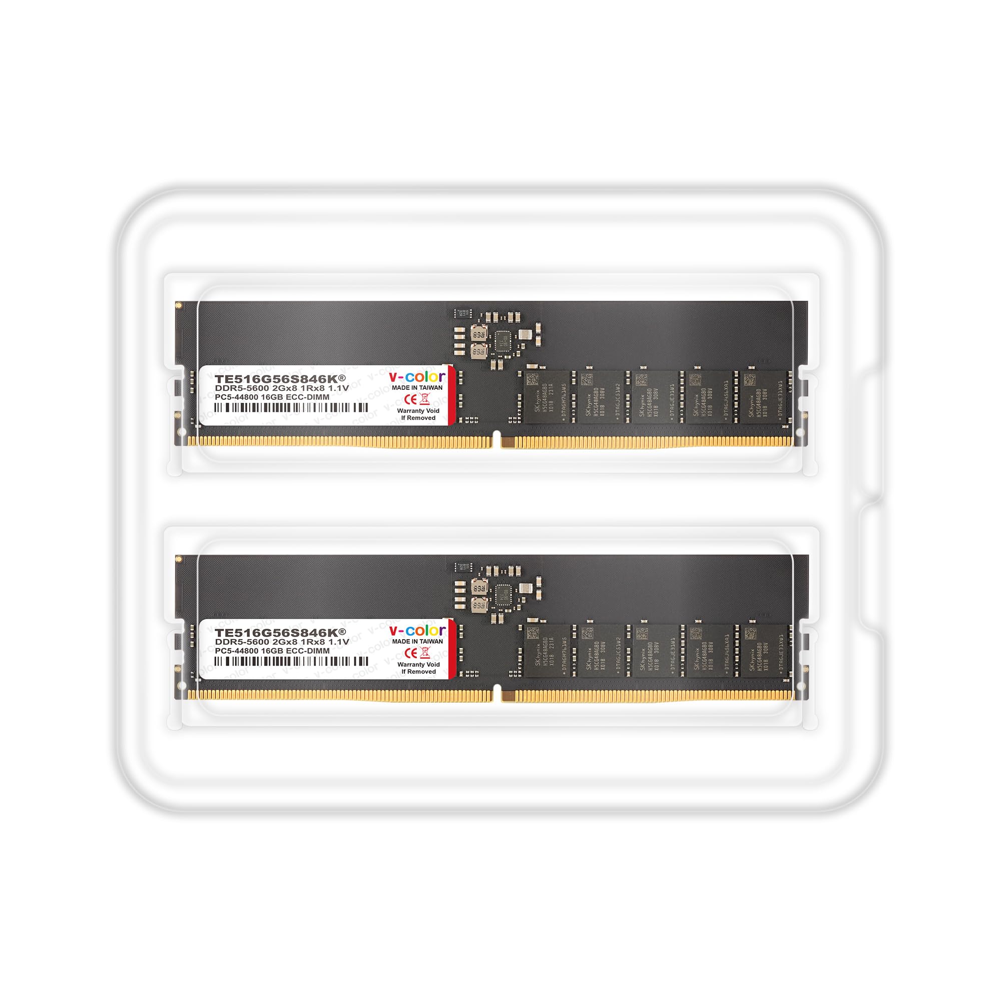 V-color DDR5-5600 16GB ホワイト V-Color DDR5 32GB (16GBx2) 5600MHz CL46 1Rx8 ECC UNBUFFERED DIMM